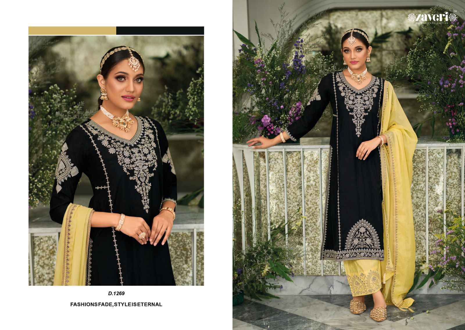 Zaveri Black & White Vol 3 Readymade Silk Dress Wholesale Online