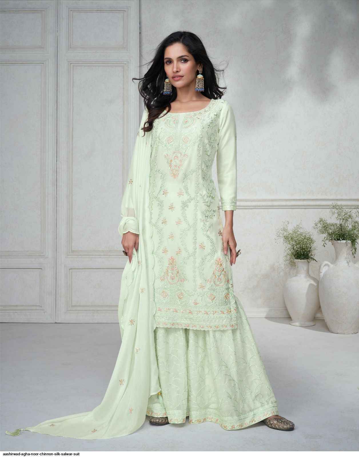 Aashirwad Agha Noor Readymade Chinon Dress Online Wholesale Readymade Suits