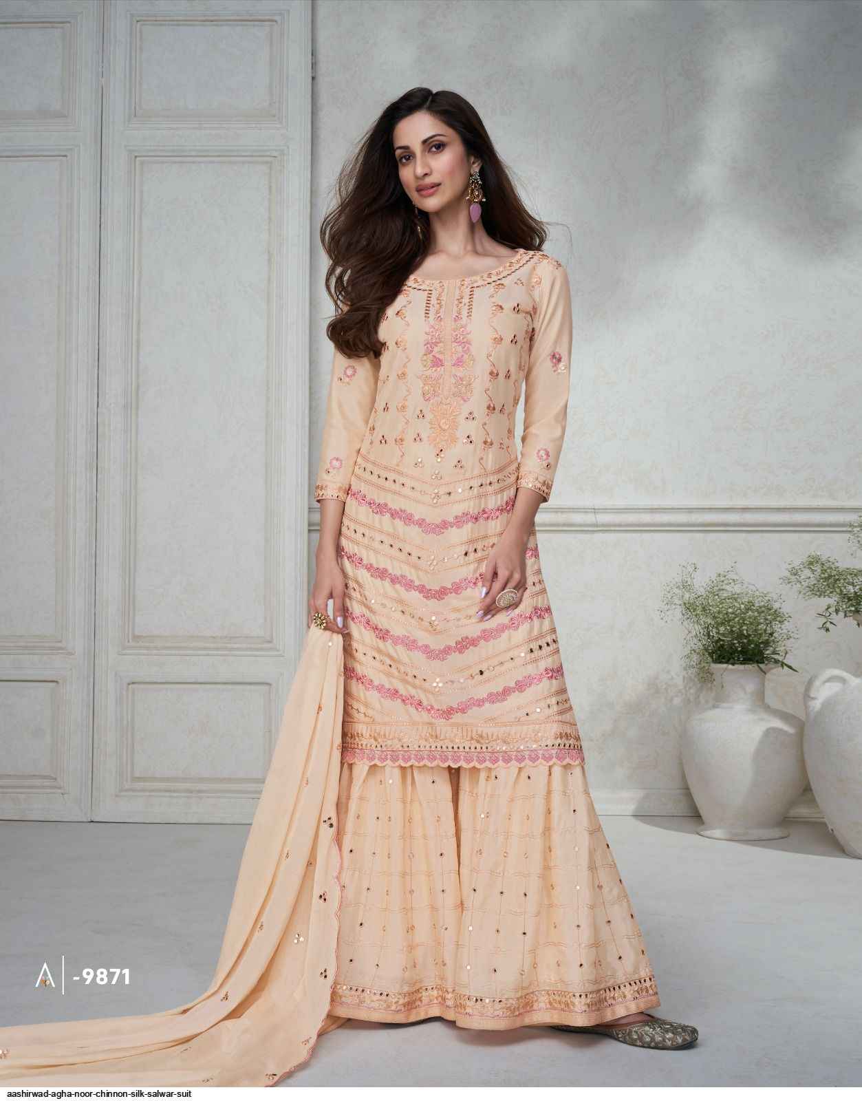 Aashirwad Agha Noor Readymade Chinon Dress 4 pcs Catalogue