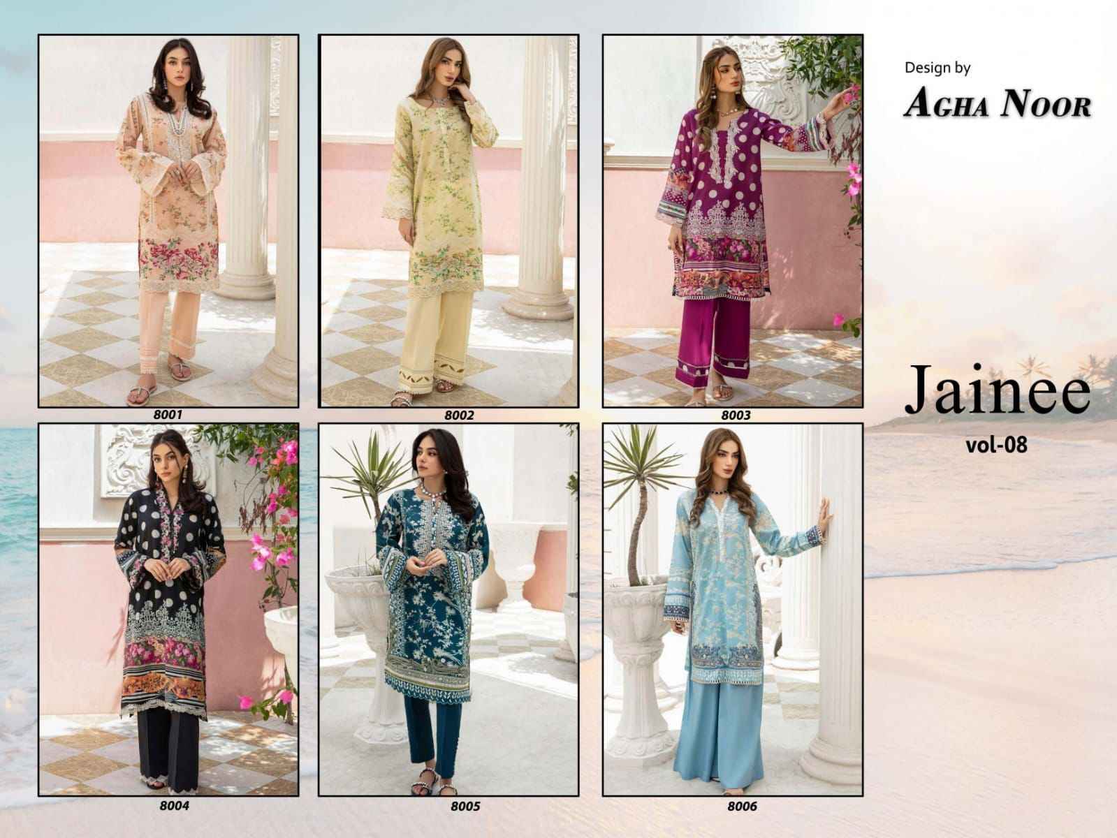 Agha Noor Jainee Vol 8 Cotton Dress Material 6 pcs Catalogue