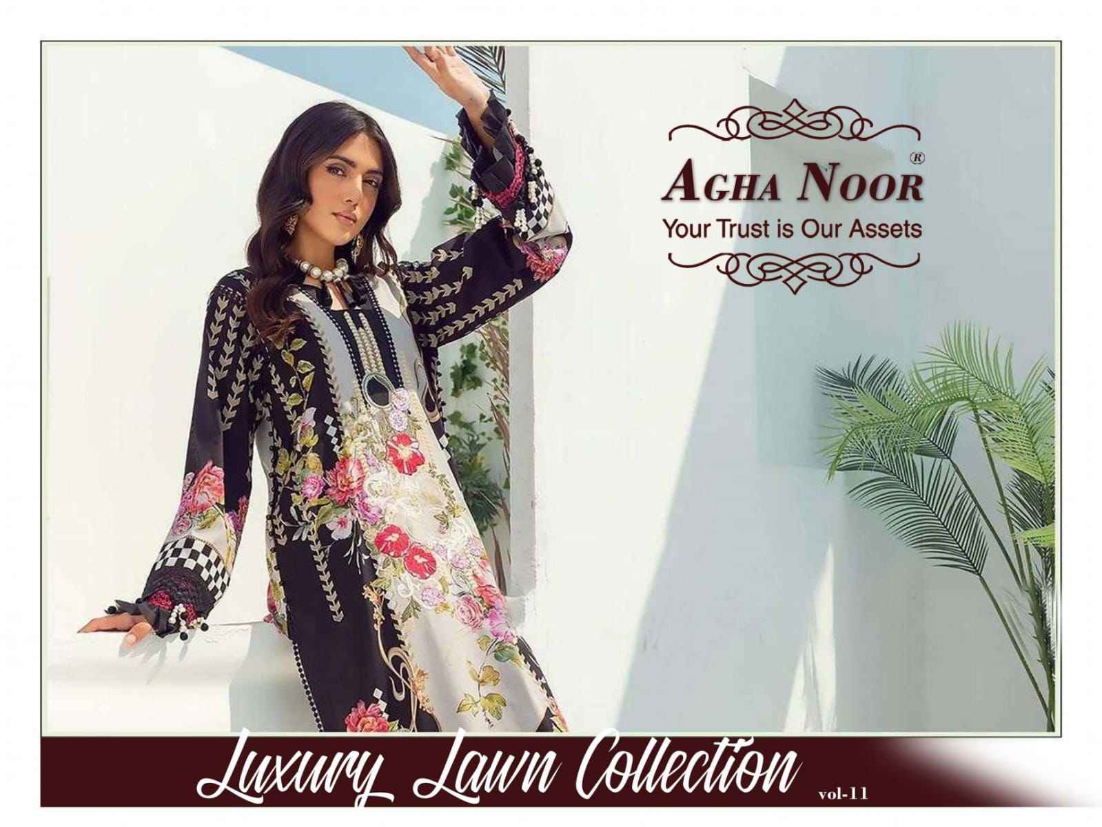 Agha Noor Luxury Lawn Collection Vol-11 Lawn Cotton Dress Material (6 pcs Cataloge)