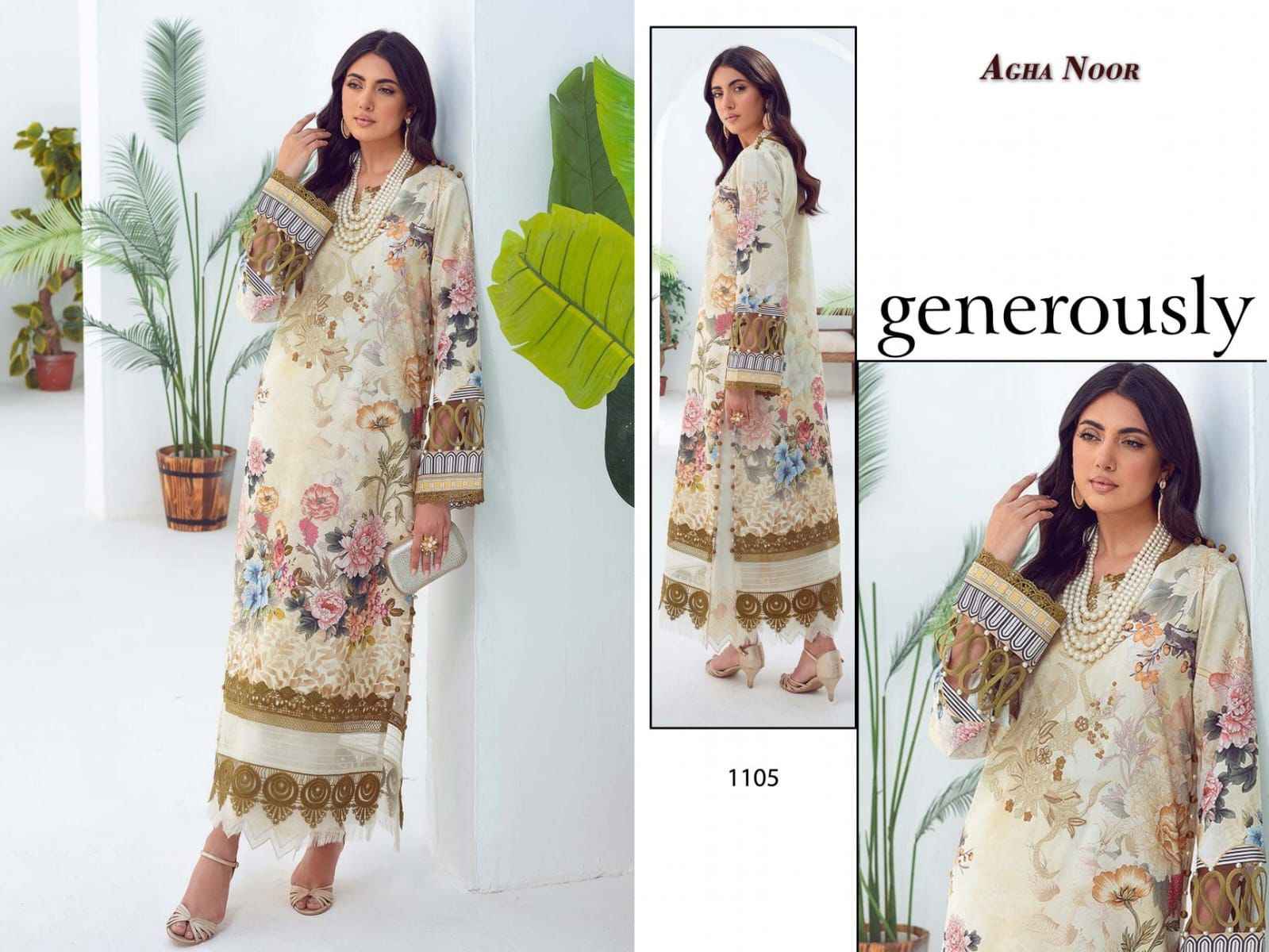 Agha Noor Luxury Lawn Collection Vol-11 Lawn Cotton Dress Material (6 pcs Cataloge)