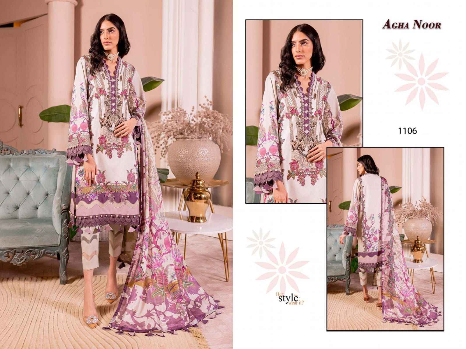 Agha Noor Luxury Lawn Collection Vol-11 Lawn Cotton Dress Material (6 pcs Cataloge)