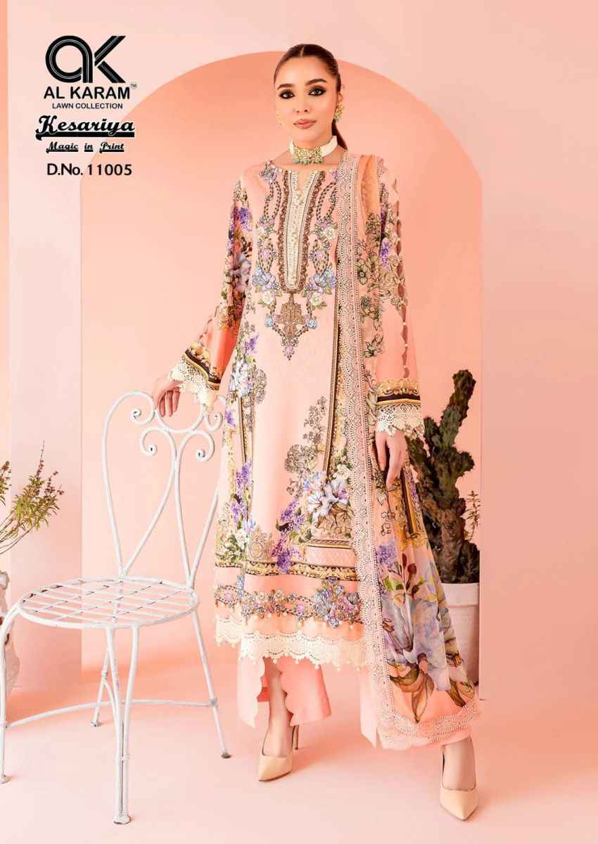 Al Karam Kesariya Magic In Print Vol 11 Cotton Dress Material 6 pcs Catalogue