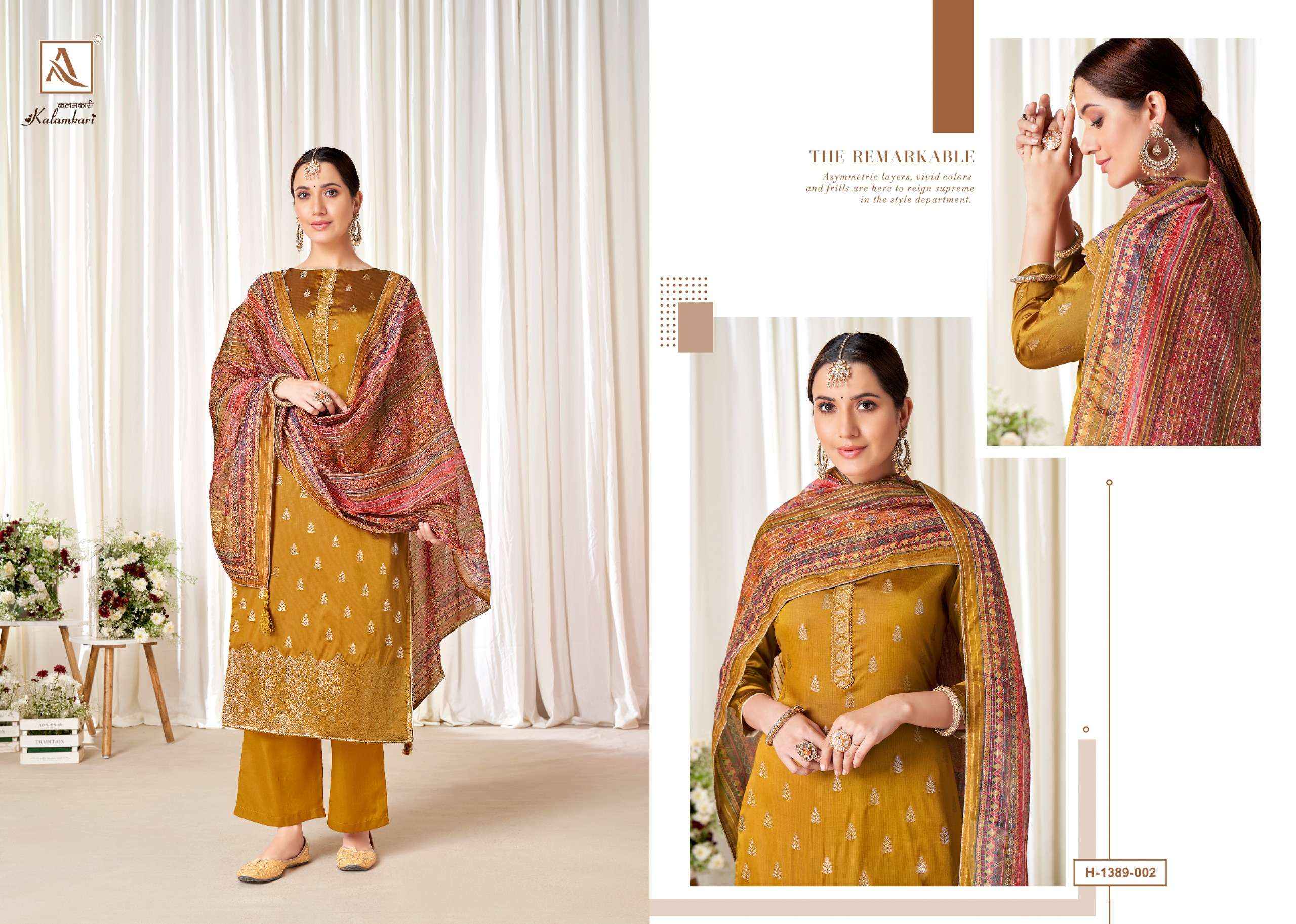 Alok Kalamkari Jacquard Dress Material Online Wholesale Suits