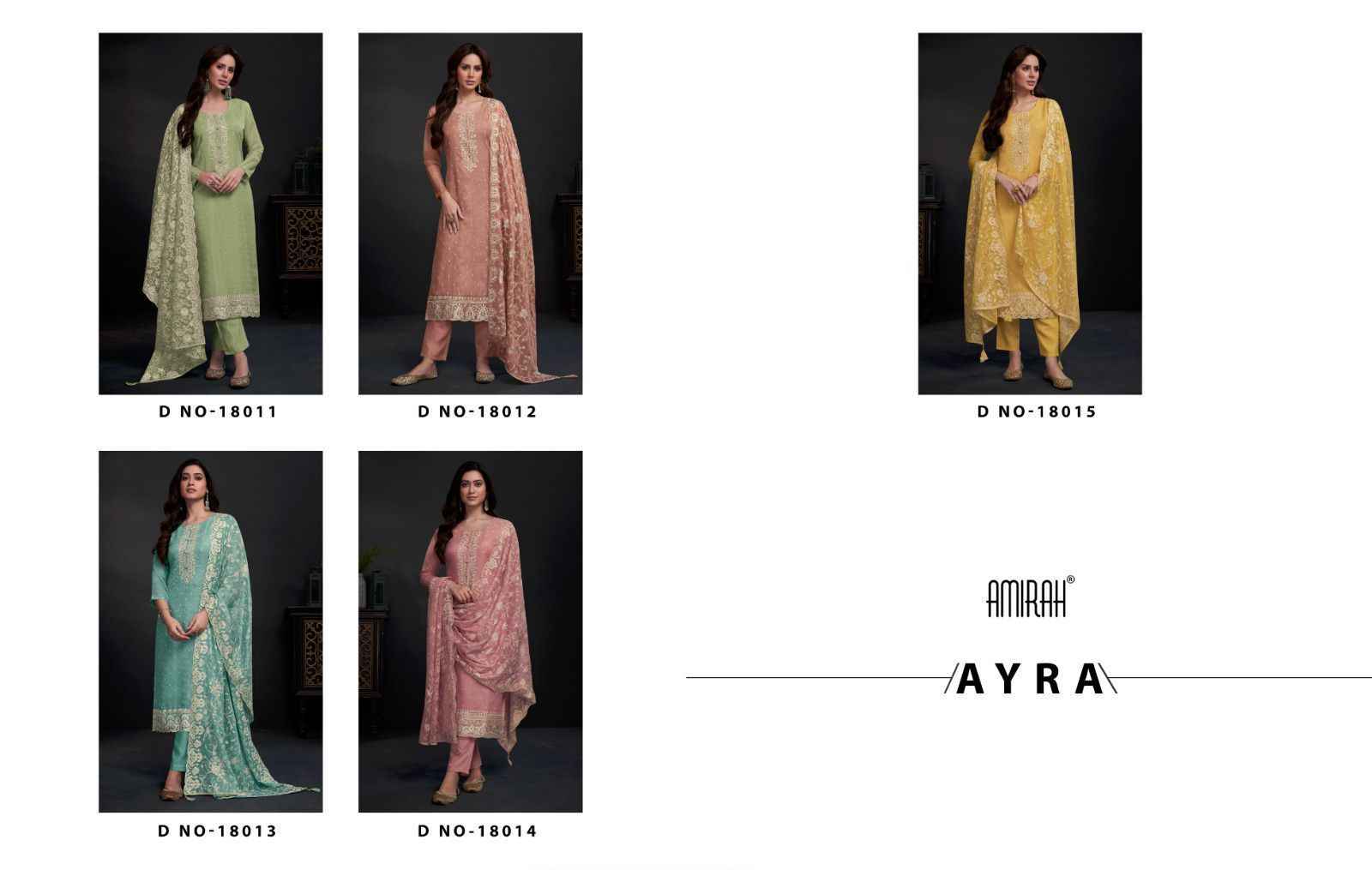 Amirah Ayra Organza Dress Material 5 pcs Catalogue