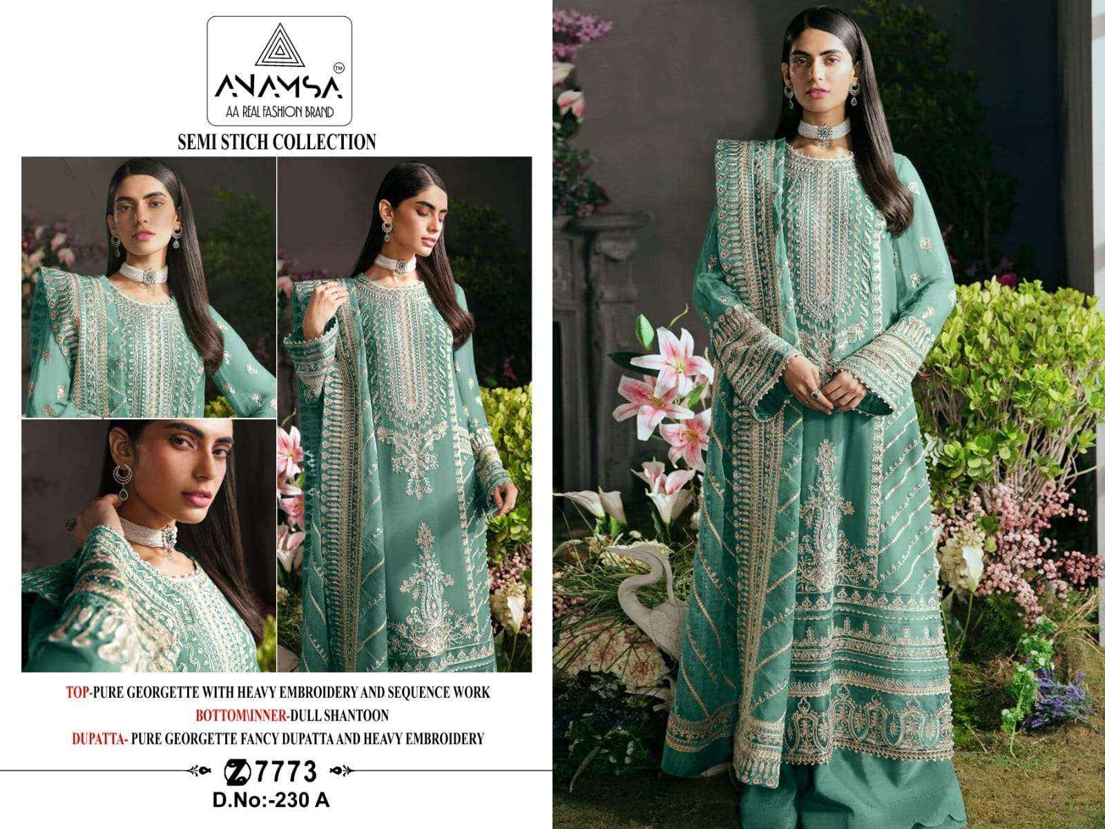Anamsa D No 230 Georgette Dress Material 4 pcs Catalogue