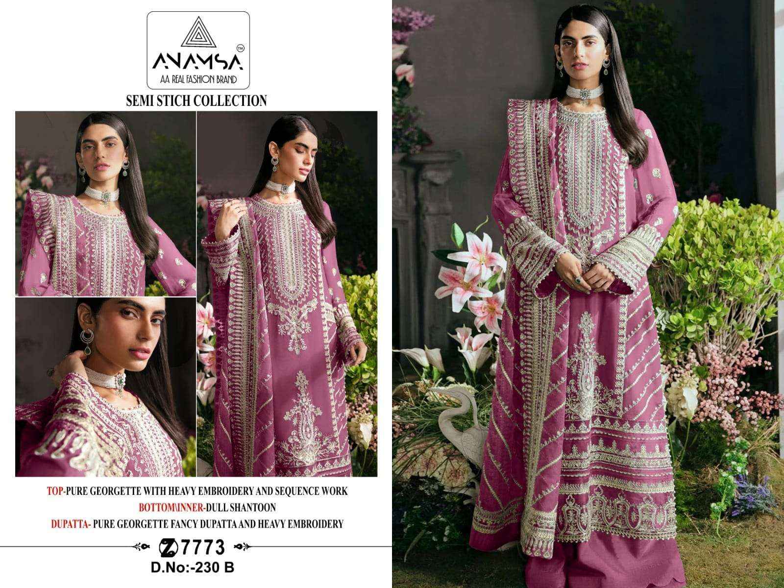 Anamsa D No 230 Georgette Dress Material 4 pcs Catalogue