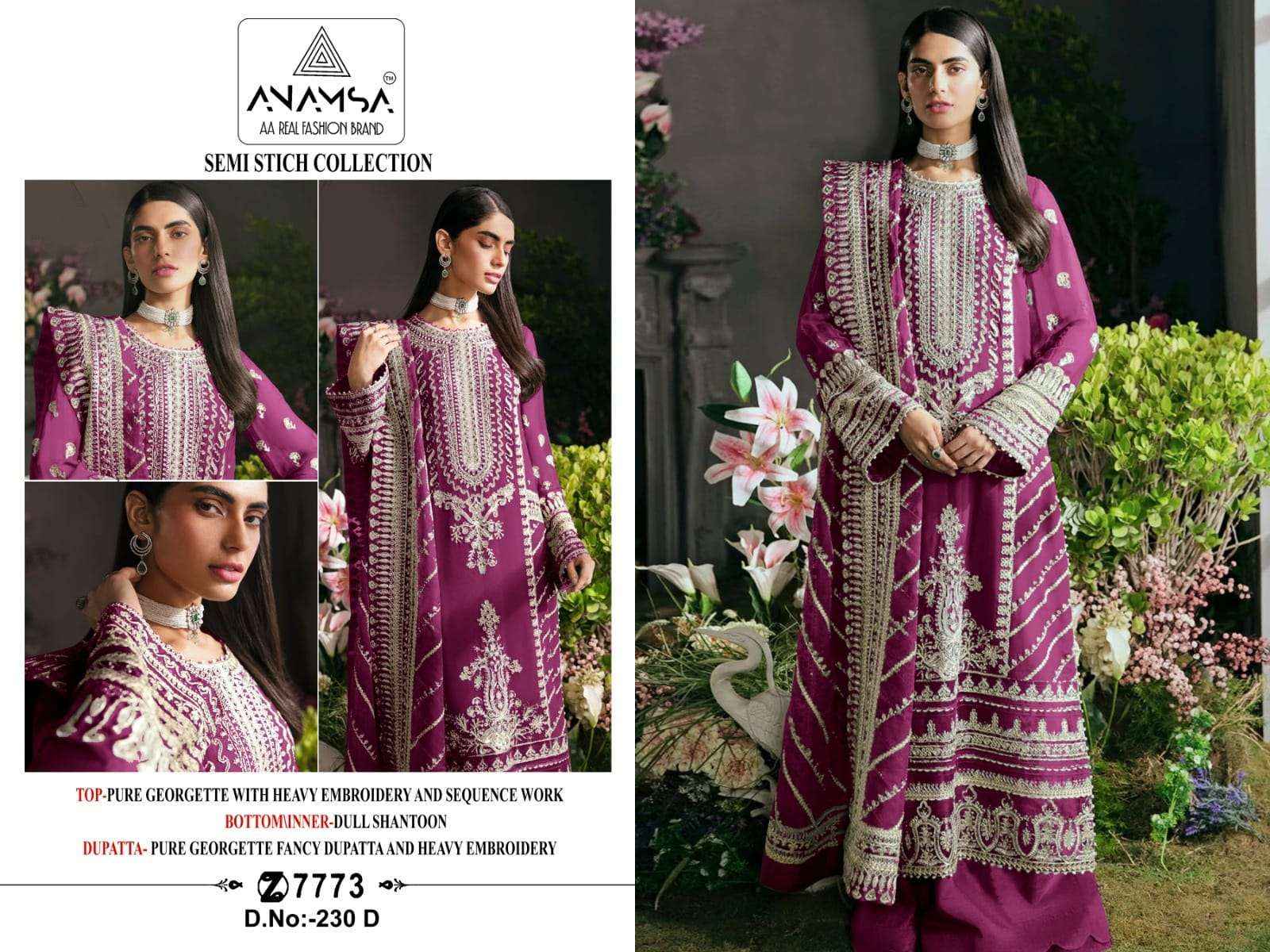 Anamsa D No 230 Georgette Dress Material 4 pcs Catalogue