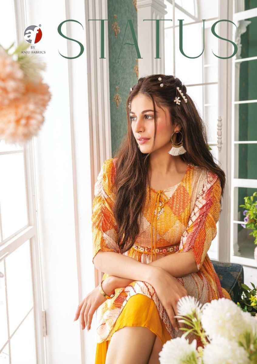 Anju Fabrics Status Georgette Party Wear Kurty 6 pcs Catalogue