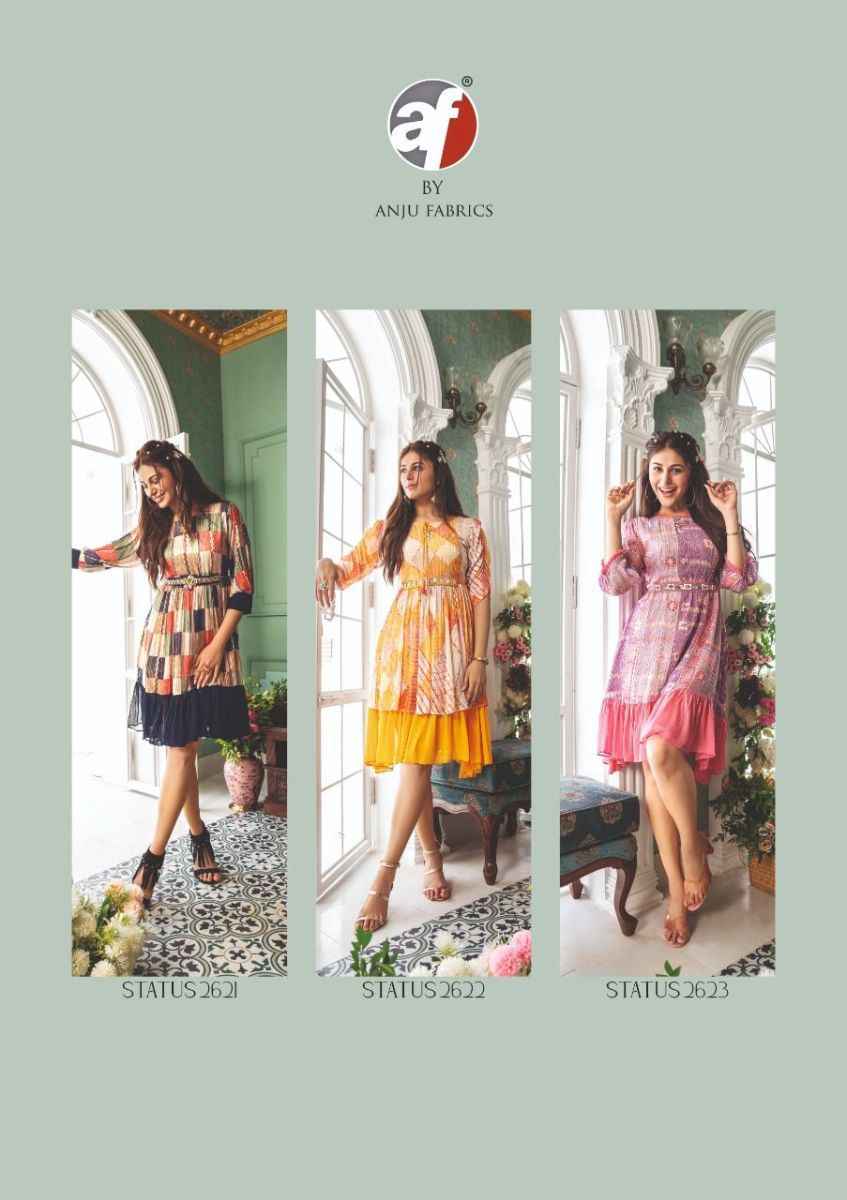 Anju Fabrics Status Georgette Party Wear Kurty 6 pcs Catalogue