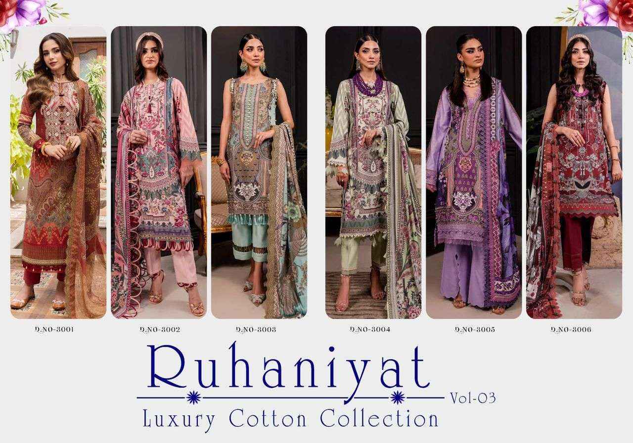 Asifa Nabeel Ruhaniyat Vol 3 Cotton Dress Material 6 pcs Catalogue