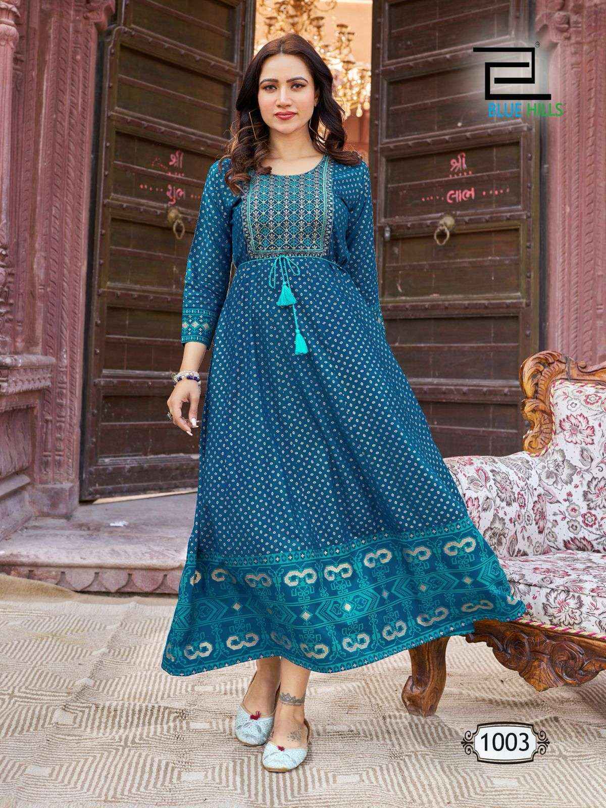 Blue Hills Glamours Rayon Anarkali Gown Online Wholesale Weastern Wear