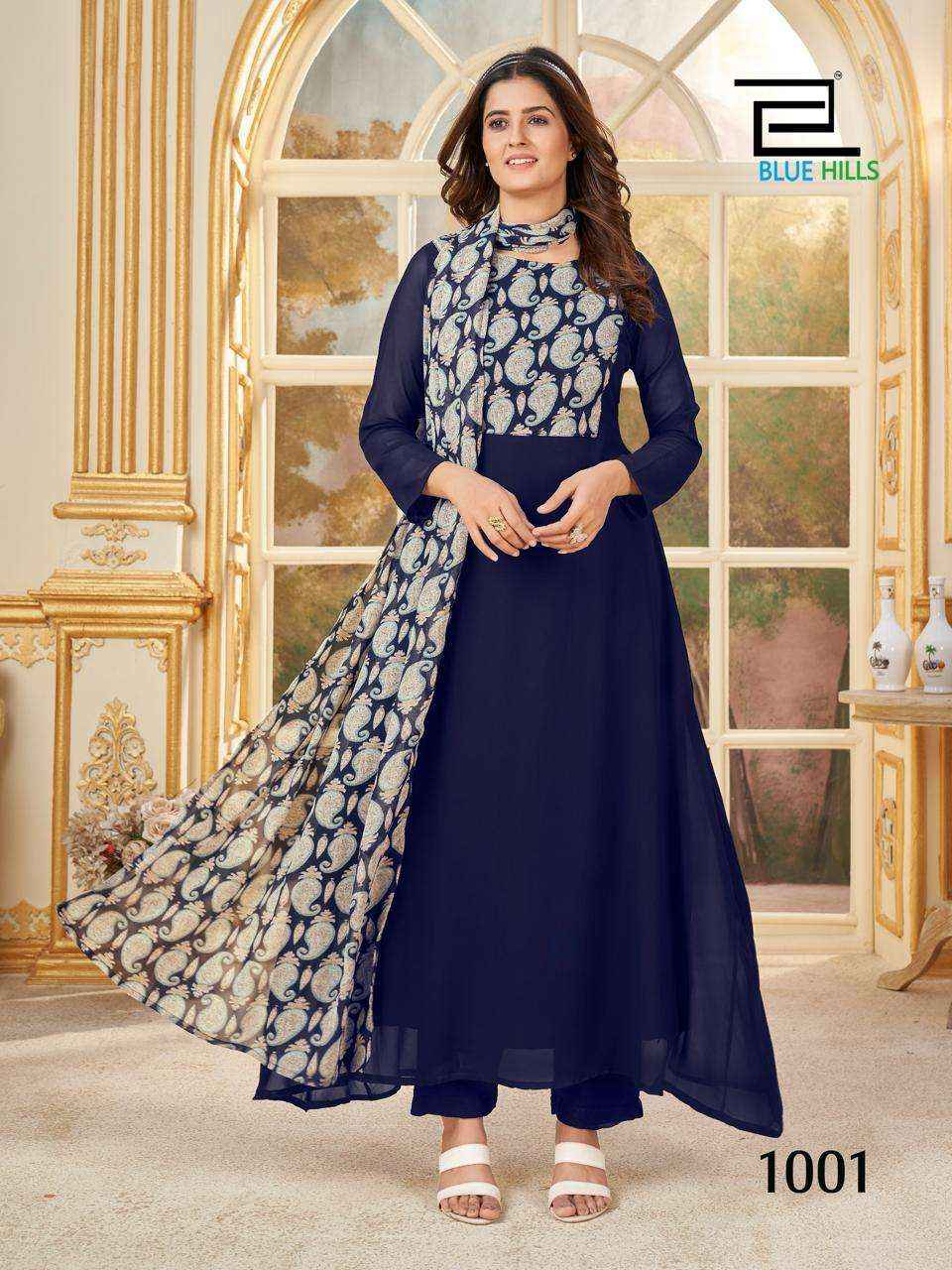 Blue Hills Nithya Fox Georgette Kurti Combo 4 pcs Catalogue
