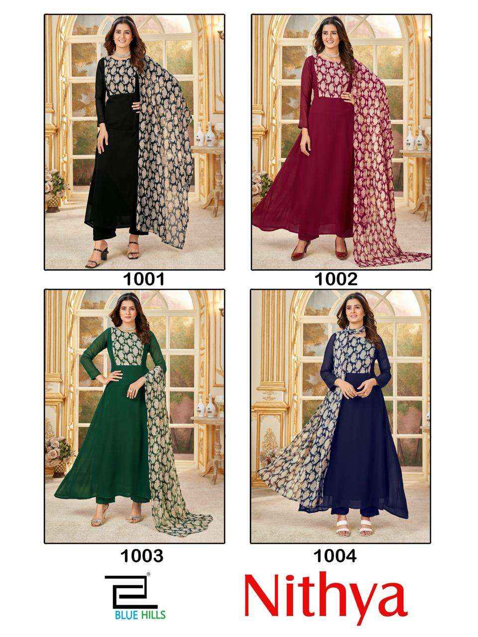 Blue Hills Nithya Fox Georgette Kurti Combo 4 pcs Catalogue