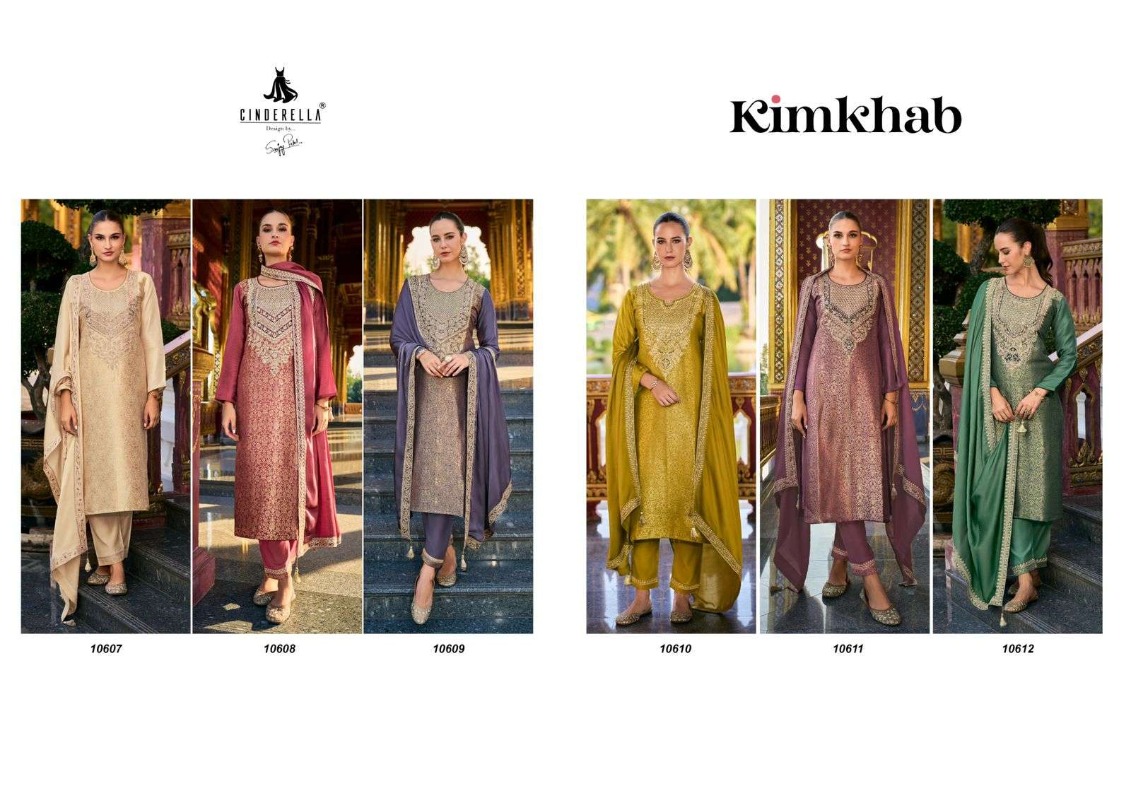 Cindrella Kimkhab Pure Banarasi Silk Dress Material  (6 Pc Catalog)