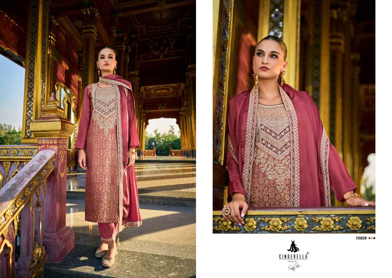 Cindrella Kimkhab Pure Banarasi Silk Dress Material  (6 Pc Catalog)