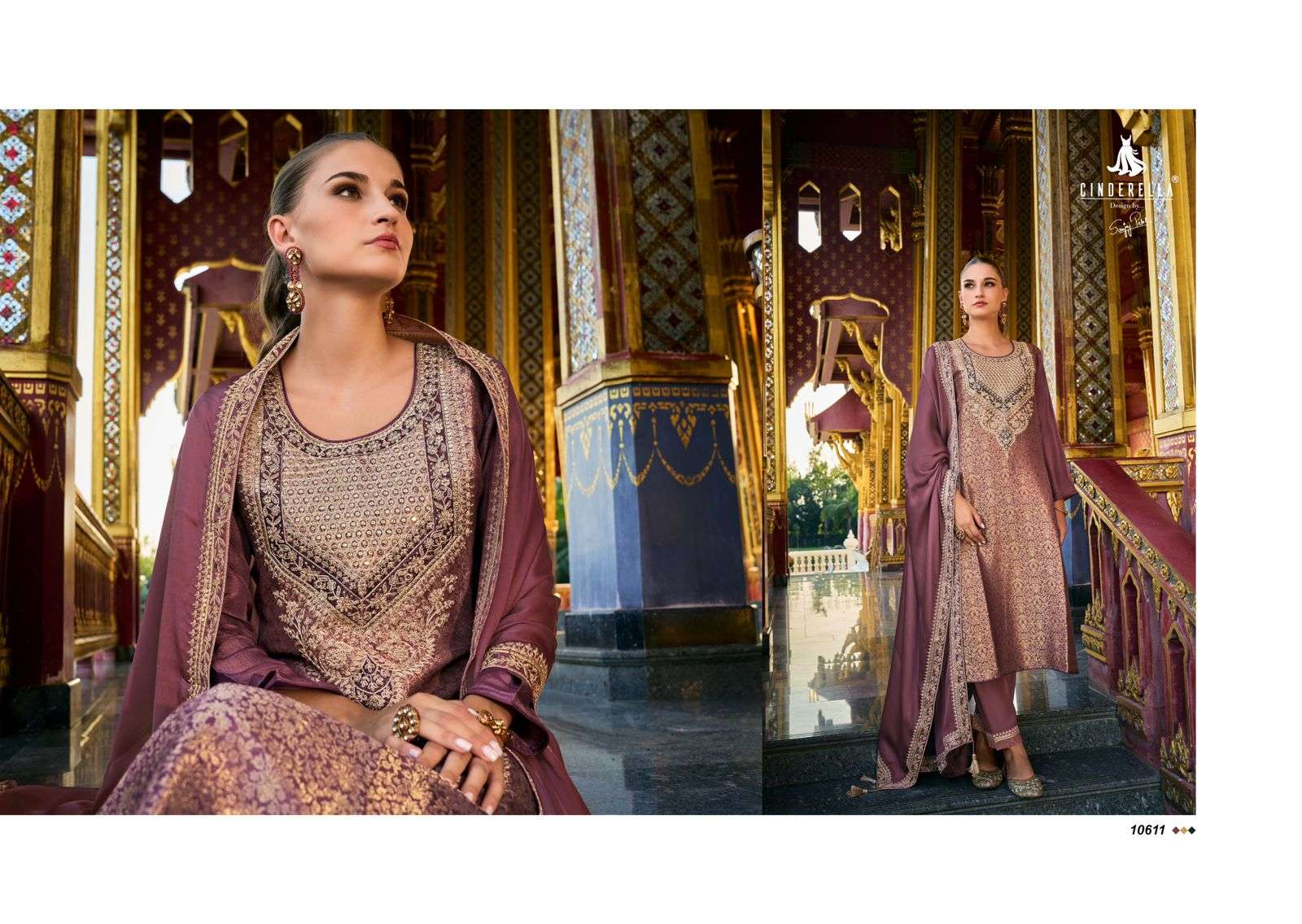 Cindrella Kimkhab Pure Banarasi Silk Dress Material  (6 Pc Catalog)