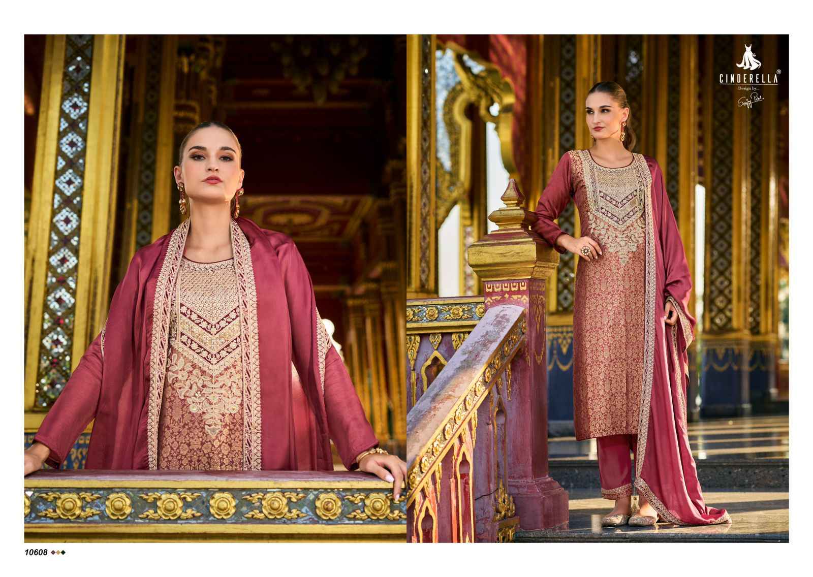 Cindrella Kimkhab Pure Banarasi Silk Dress Material  (6 Pc Catalog)