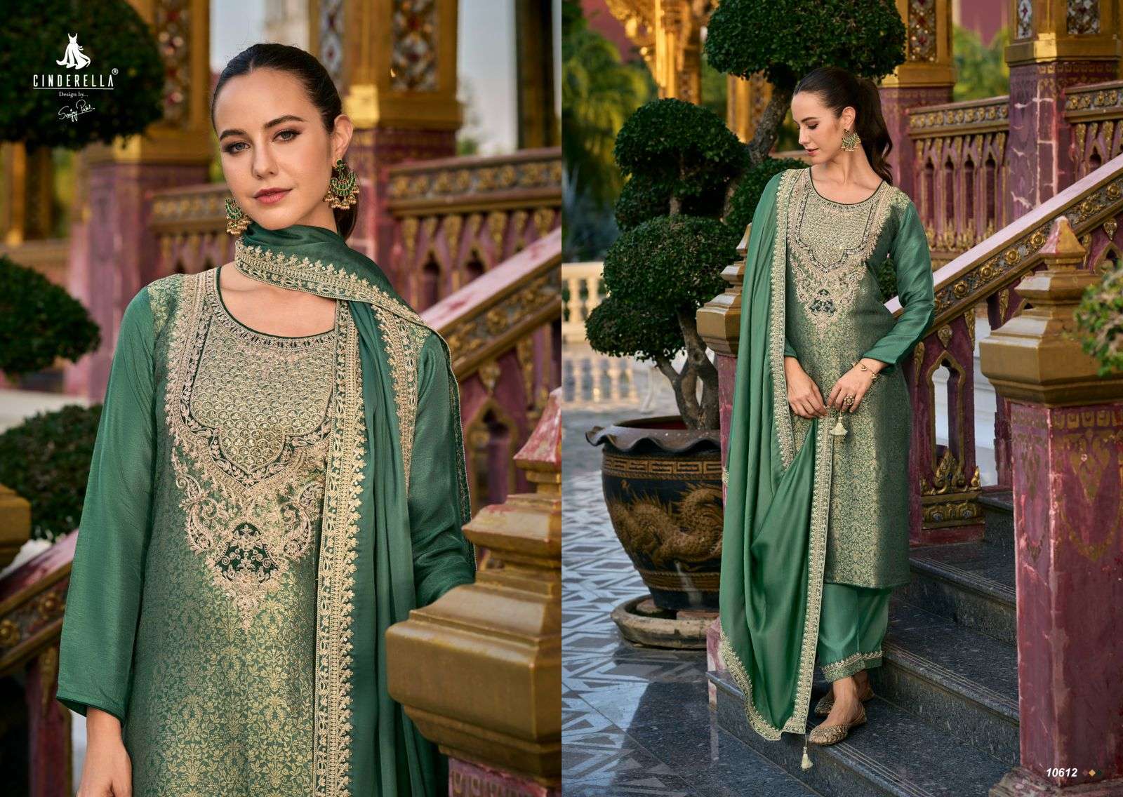 Cindrella Kimkhab Pure Banarasi Silk Dress Material  (6 Pc Catalog)
