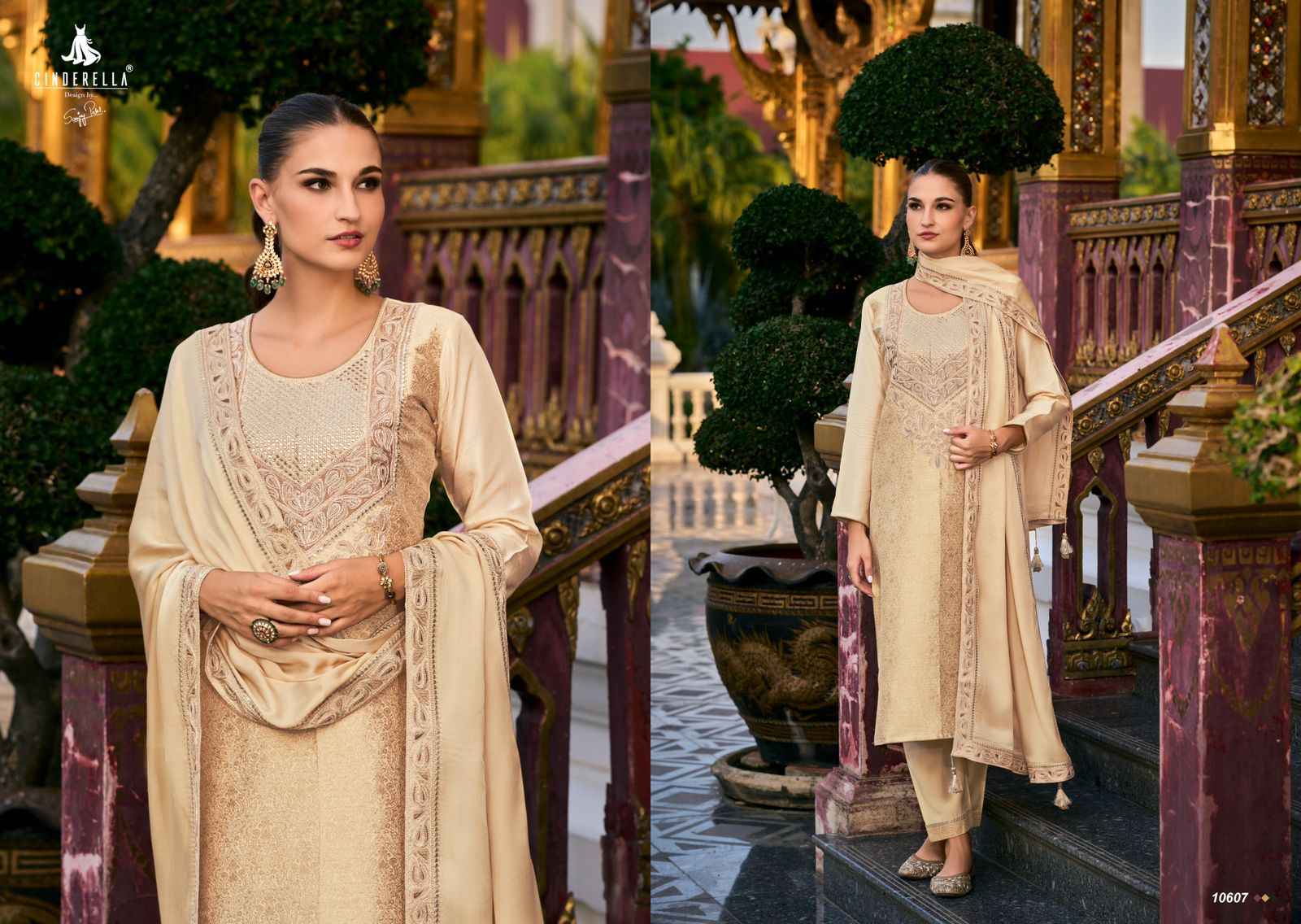 Cindrella Kimkhab Pure Banarasi Silk Dress Material  (6 Pc Catalog)