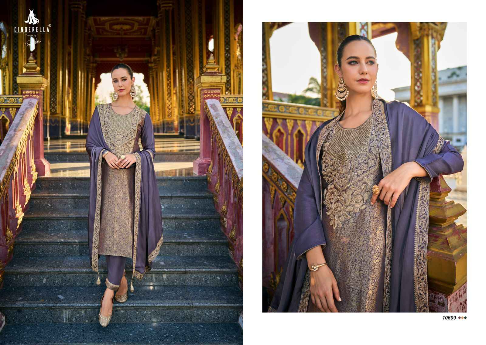 Cindrella Kimkhab Pure Banarasi Silk Dress Material  (6 Pc Catalog)