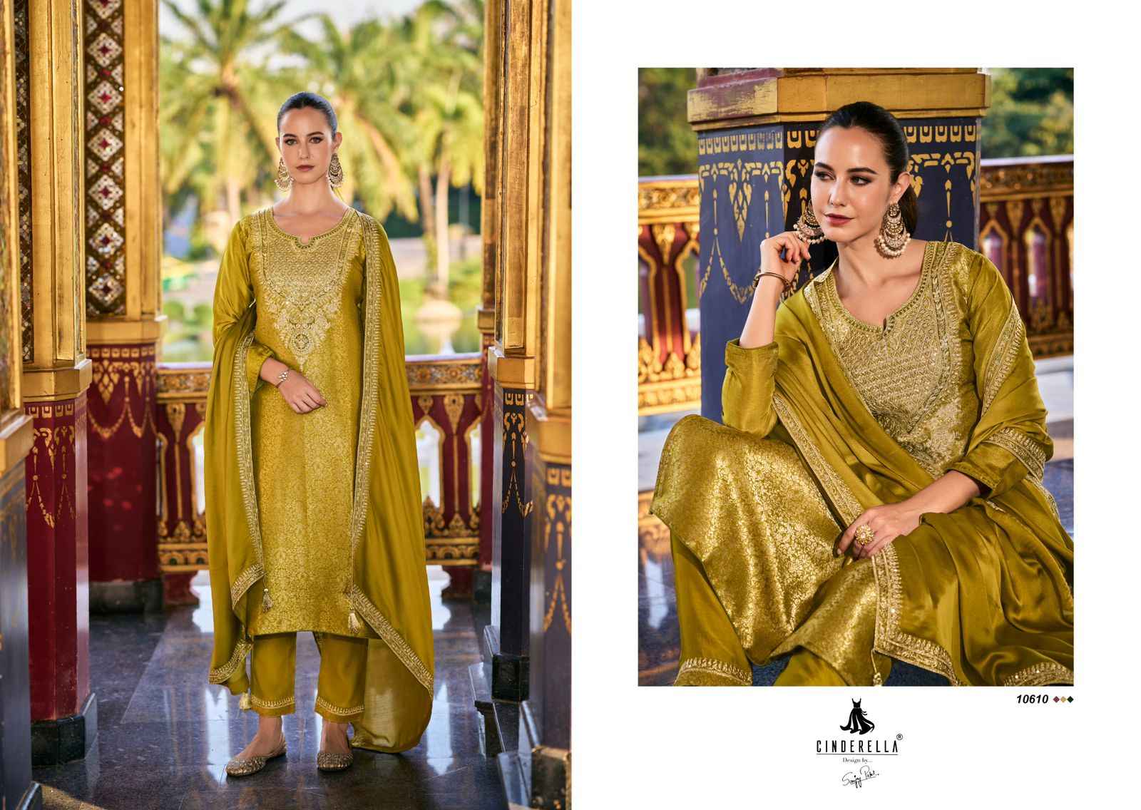 Cindrella Kimkhab Pure Banarasi Silk Dress Material  (6 Pc Catalog)