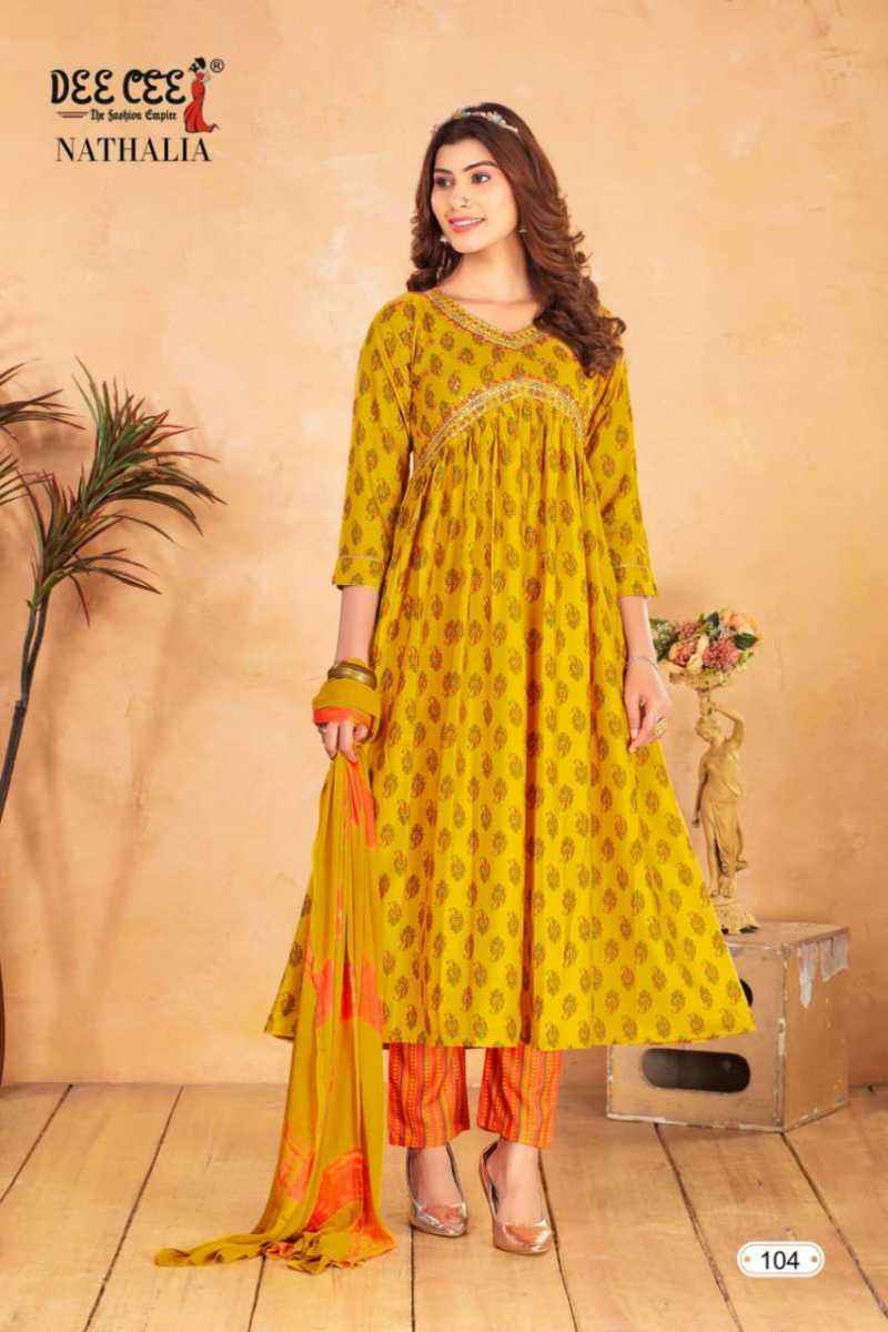 Dee Cee Nathalia Heavy Chanderi Kurti Combo 6 pcs Catalogue