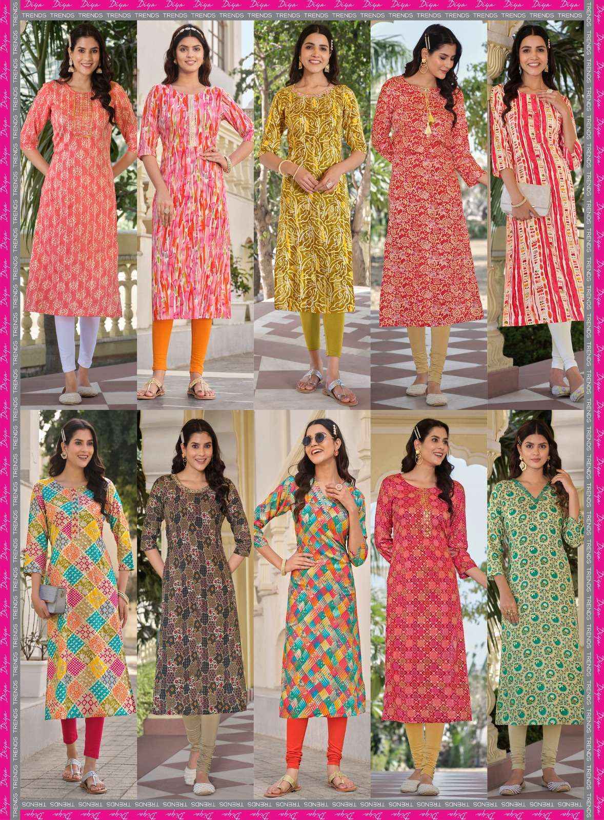 Diya Trends Garden City Vol 8 Rayon Kurti 10 pcs Catalogue