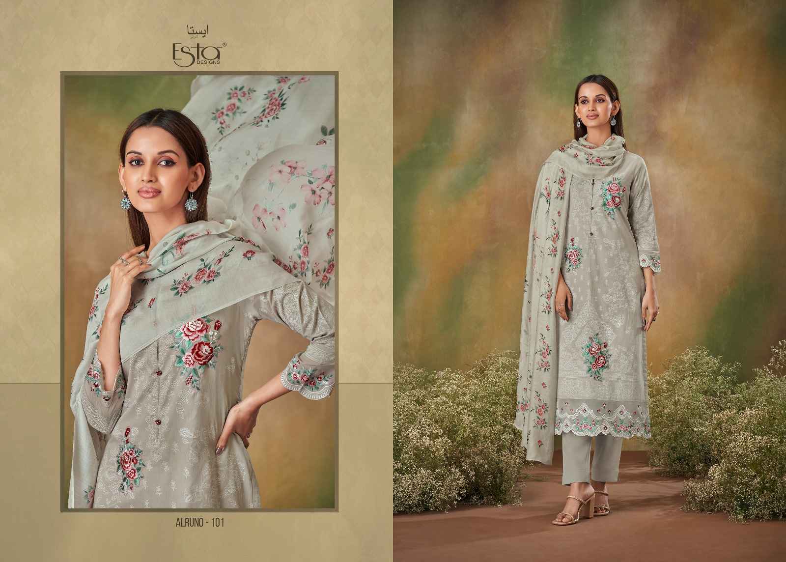 Esta Designs Alruno Cambric Cotton Dress Material (8 Pc Catalog)