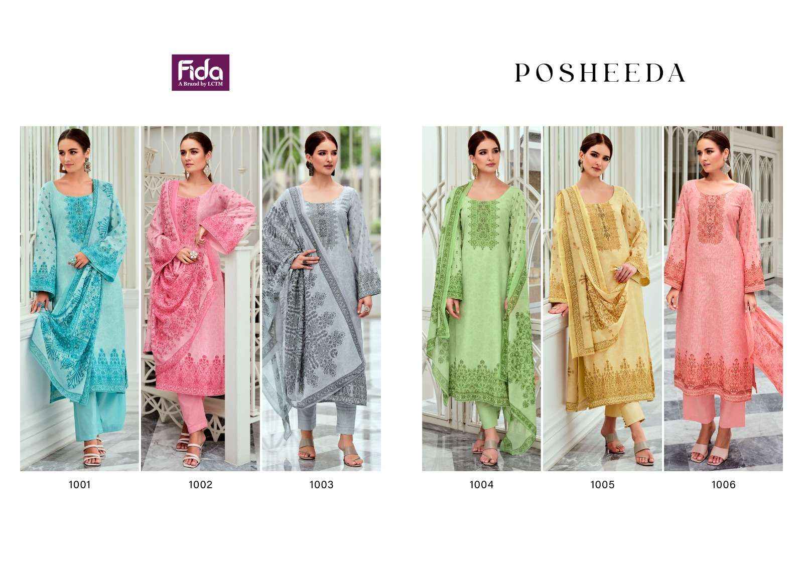 Fida Posheeda Cotton Dress Material 6 pcs Catalogue