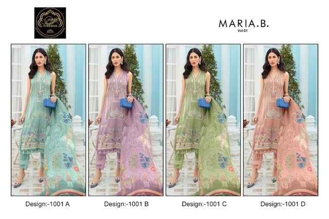 Firdous Maria B Vol 1 Cotton Dress Material 4 pcs Catalogue