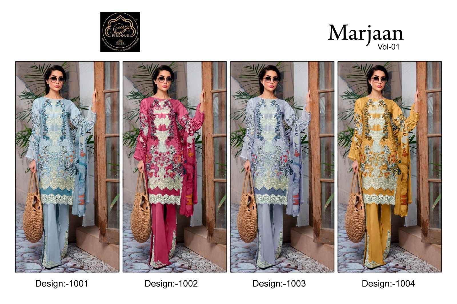 Firdous Marjaan Vol 1 Cotton Dress Material 4 pcs Catalogue