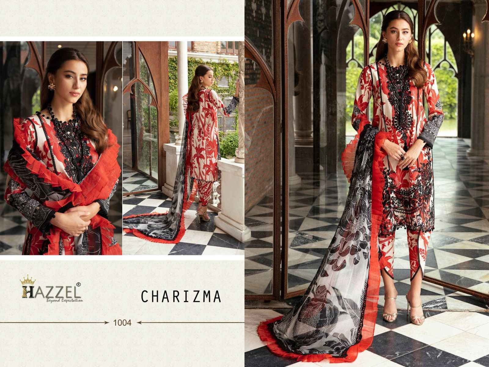 Hazzel Charizma Luxury Lawn Cotton Dress Material (6 Pc Catalog)