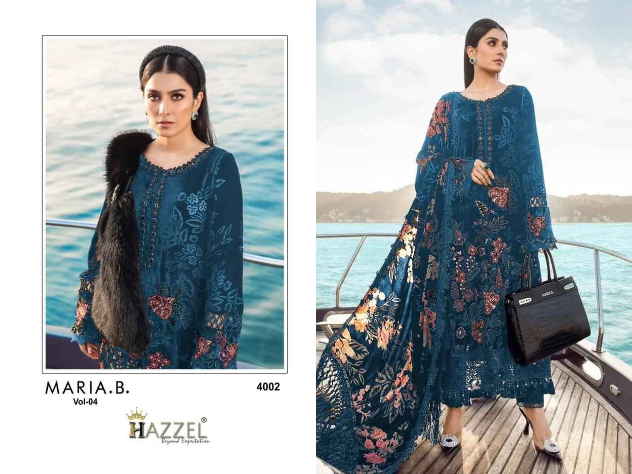 Hazzel Print Maria B Vol-4 Rayon Cotton Dress Material (4 Pc Catalog)