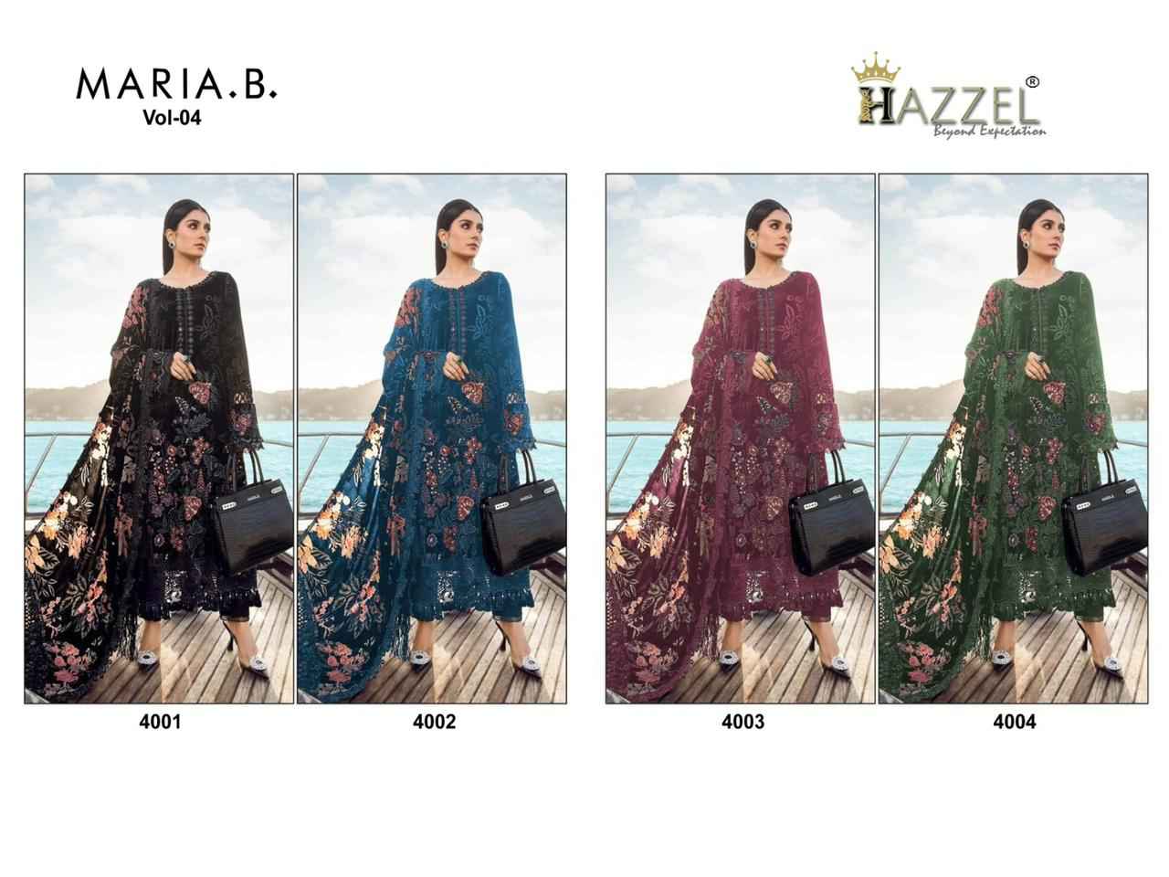Hazzel Print Maria B Vol-4 Rayon Cotton Dress Material (4 Pc Catalog)