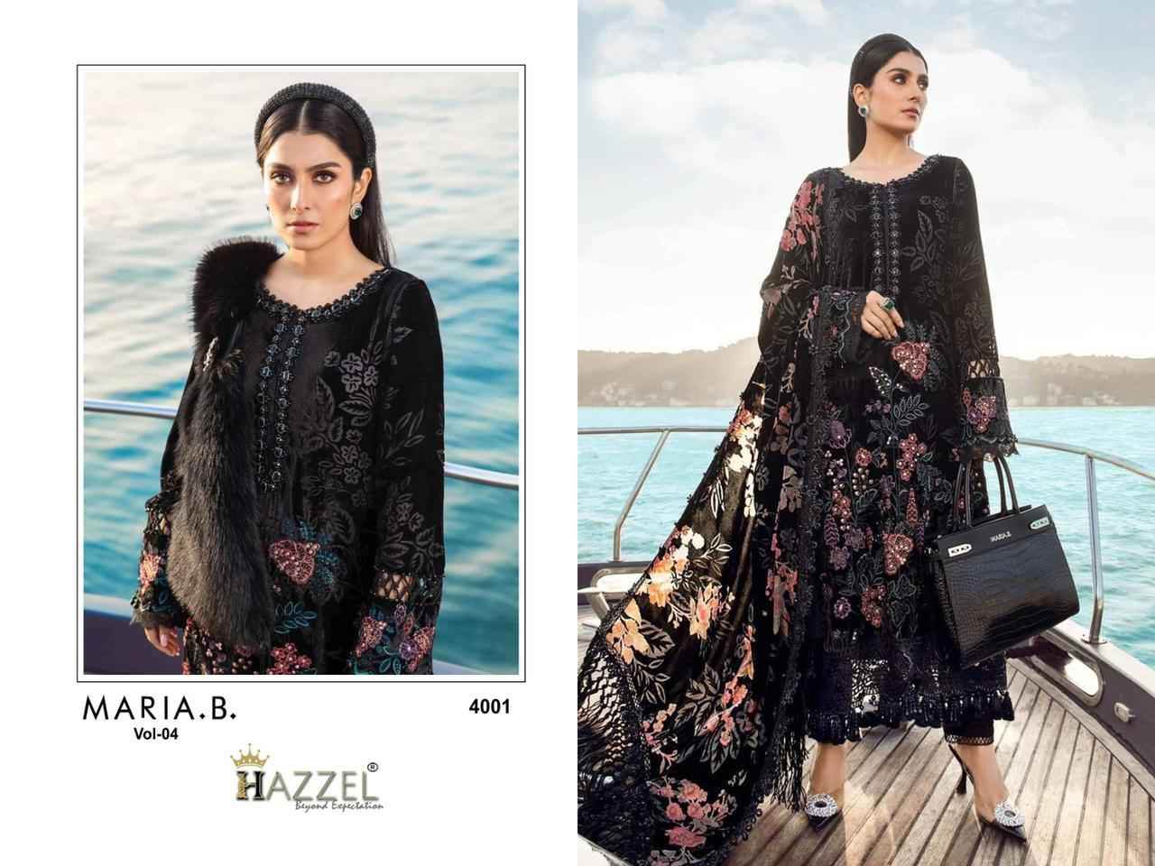 Hazzel Print Maria B Vol-4 Rayon Cotton Dress Material (4 Pc Catalog)