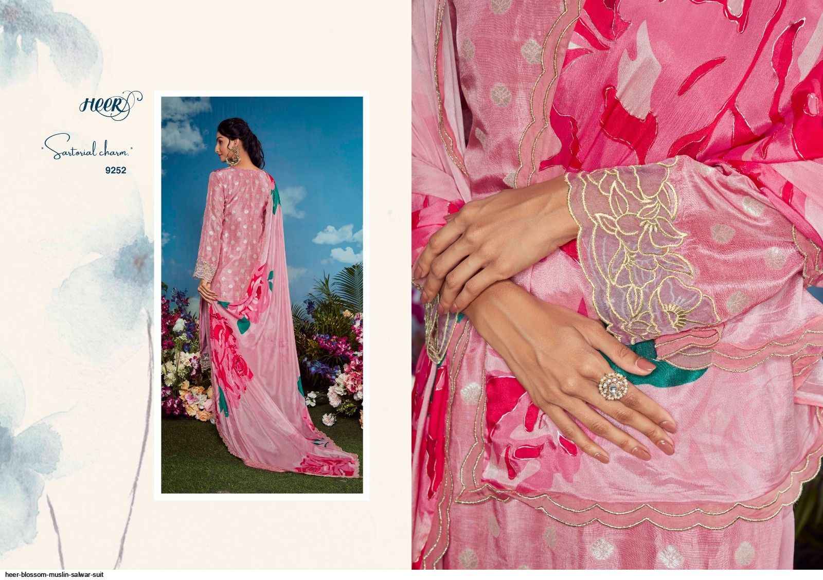 Heer Blossom Muslin Dress Material 8 pcs Catalogue