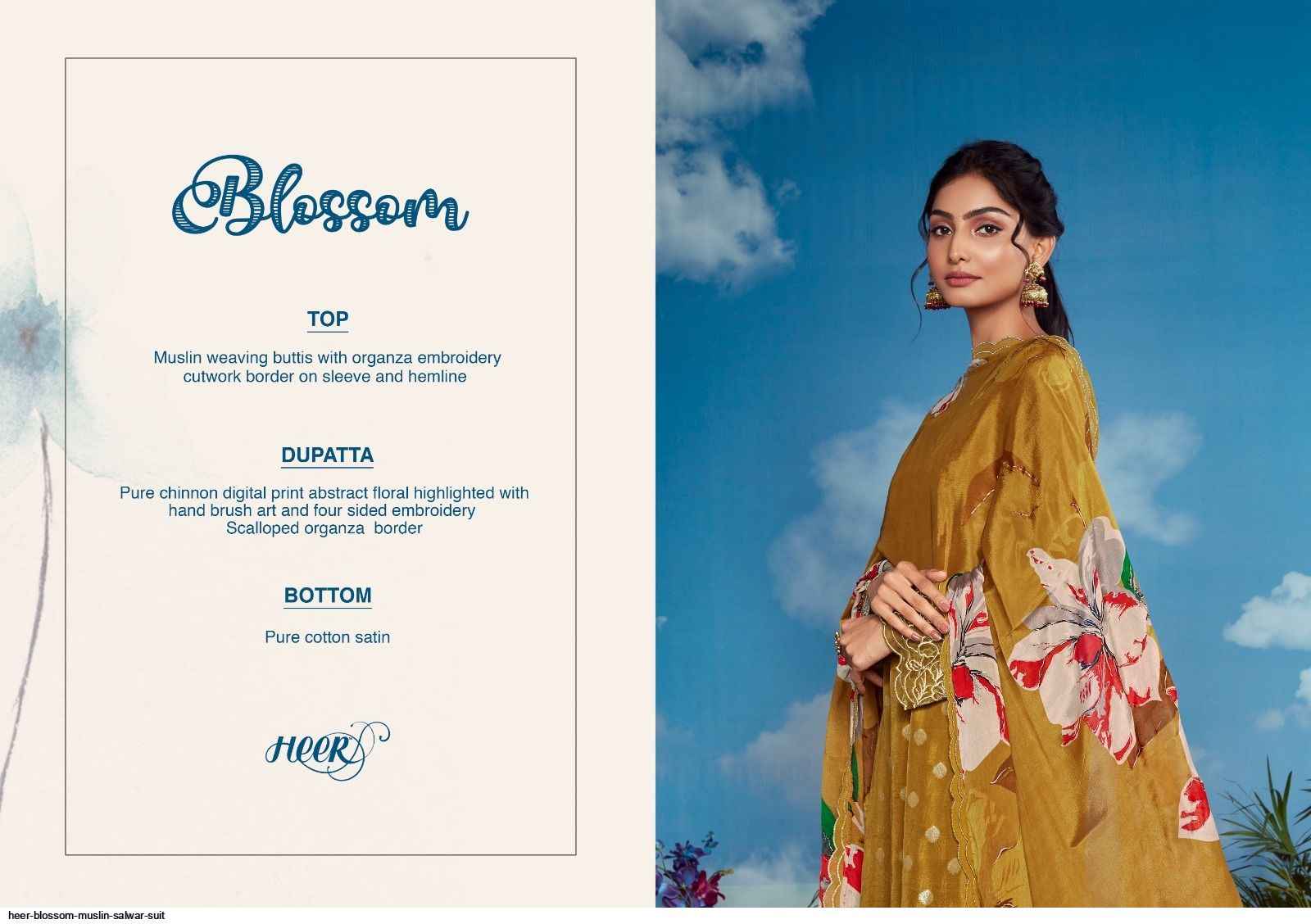 Heer Blossom Muslin Dress Material 8 pcs Catalogue