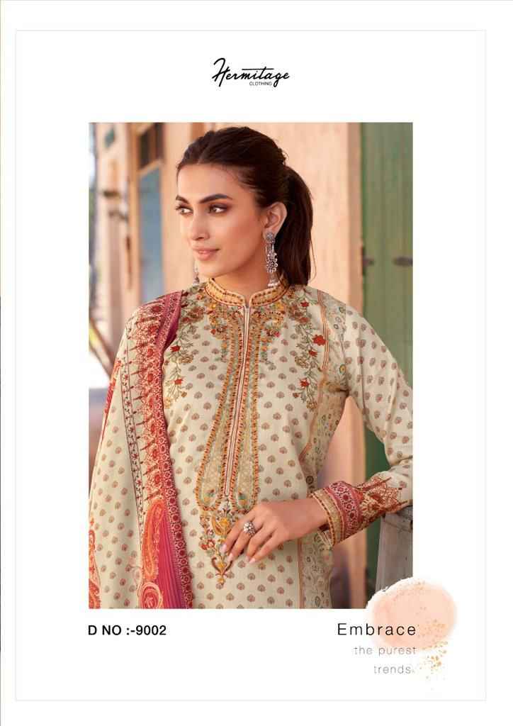 Hermitage Mehqada Jam Satin Dress Material (6 Pc Catalog)