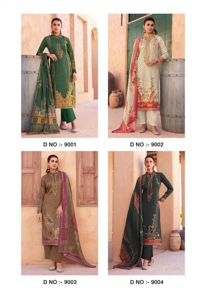 Hermitage Mehqada Jam Satin Dress Material (6 Pc Catalog)