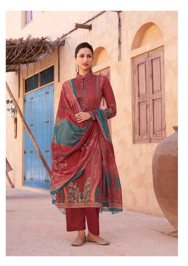 Hermitage Mehqada Jam Satin Dress Material (6 Pc Catalog)