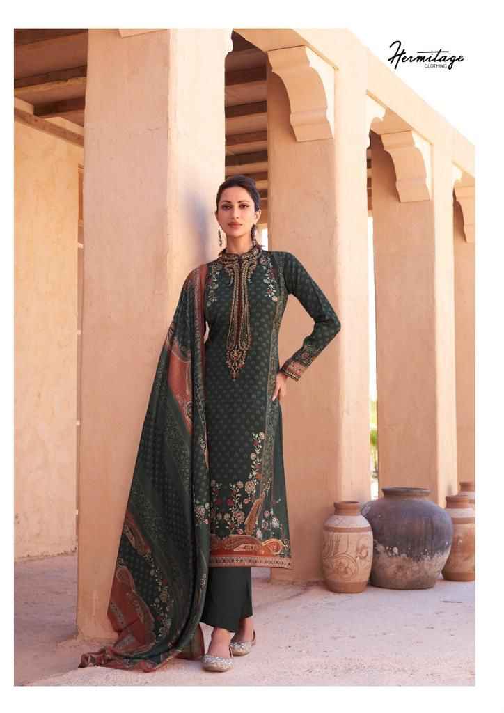 Hermitage Mehqada Jam Satin Dress Material (6 Pc Catalog)