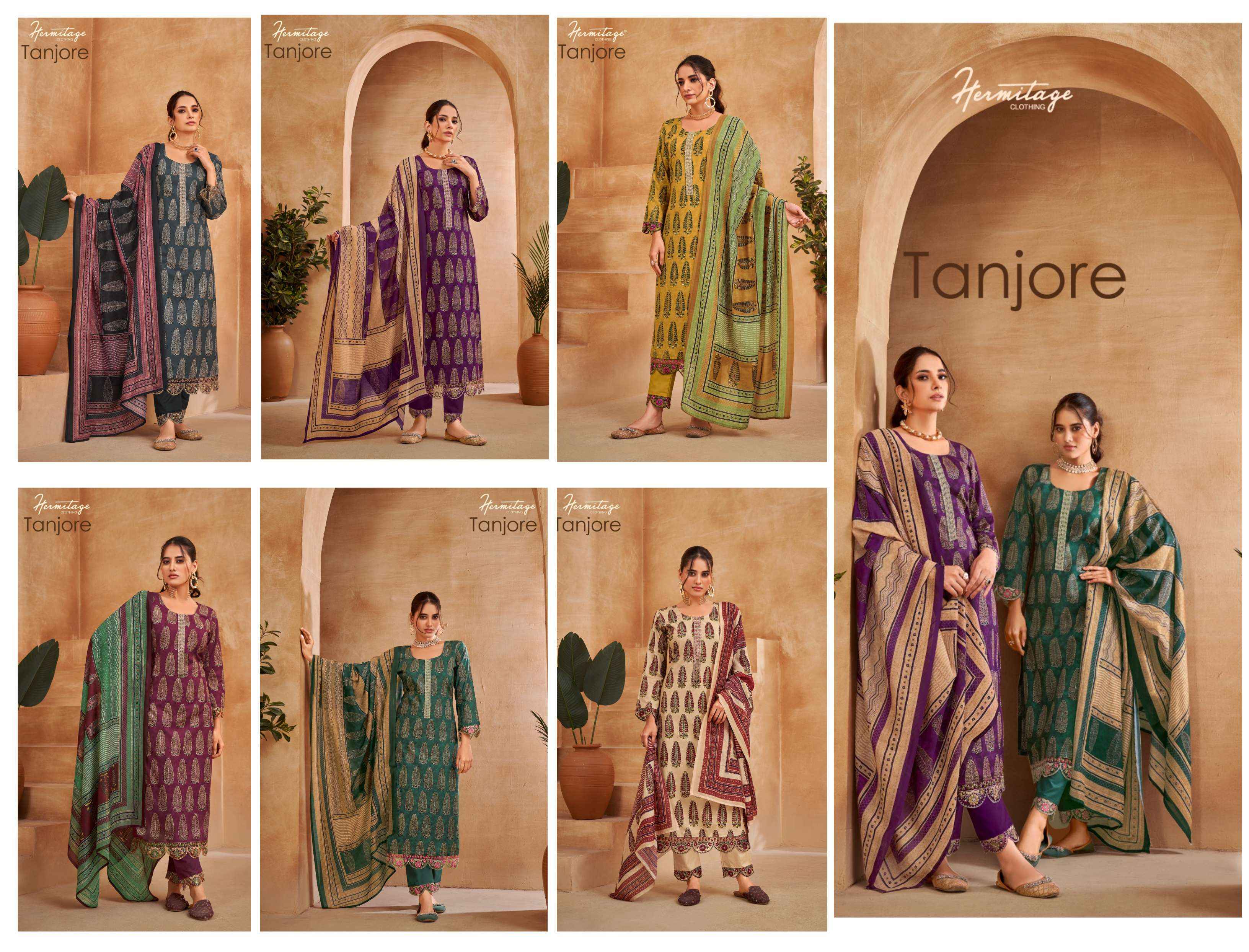 Hermitage Tanjore Cotton Dress Material 6 pcs Catalogue