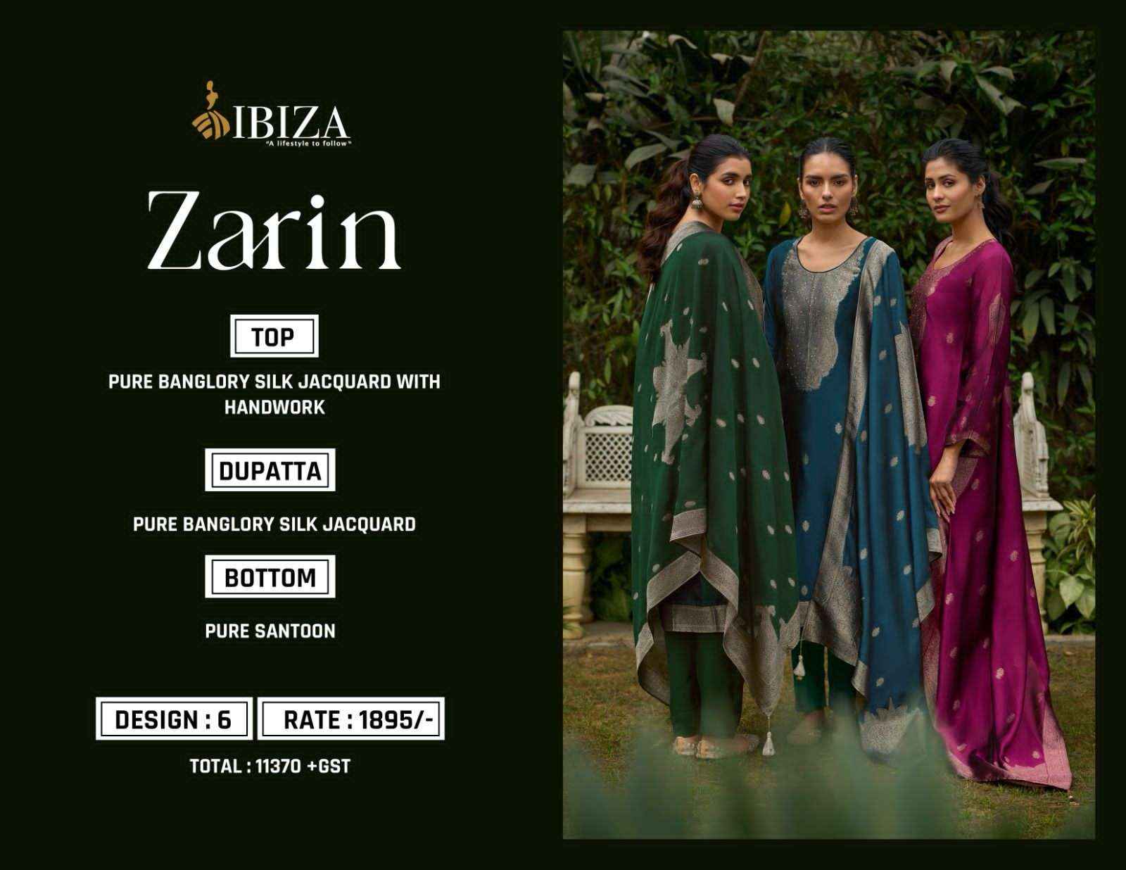 Ibiza Lifestyle Zarin Silk Jacquard Dress Material 6 pcs Catalogue
