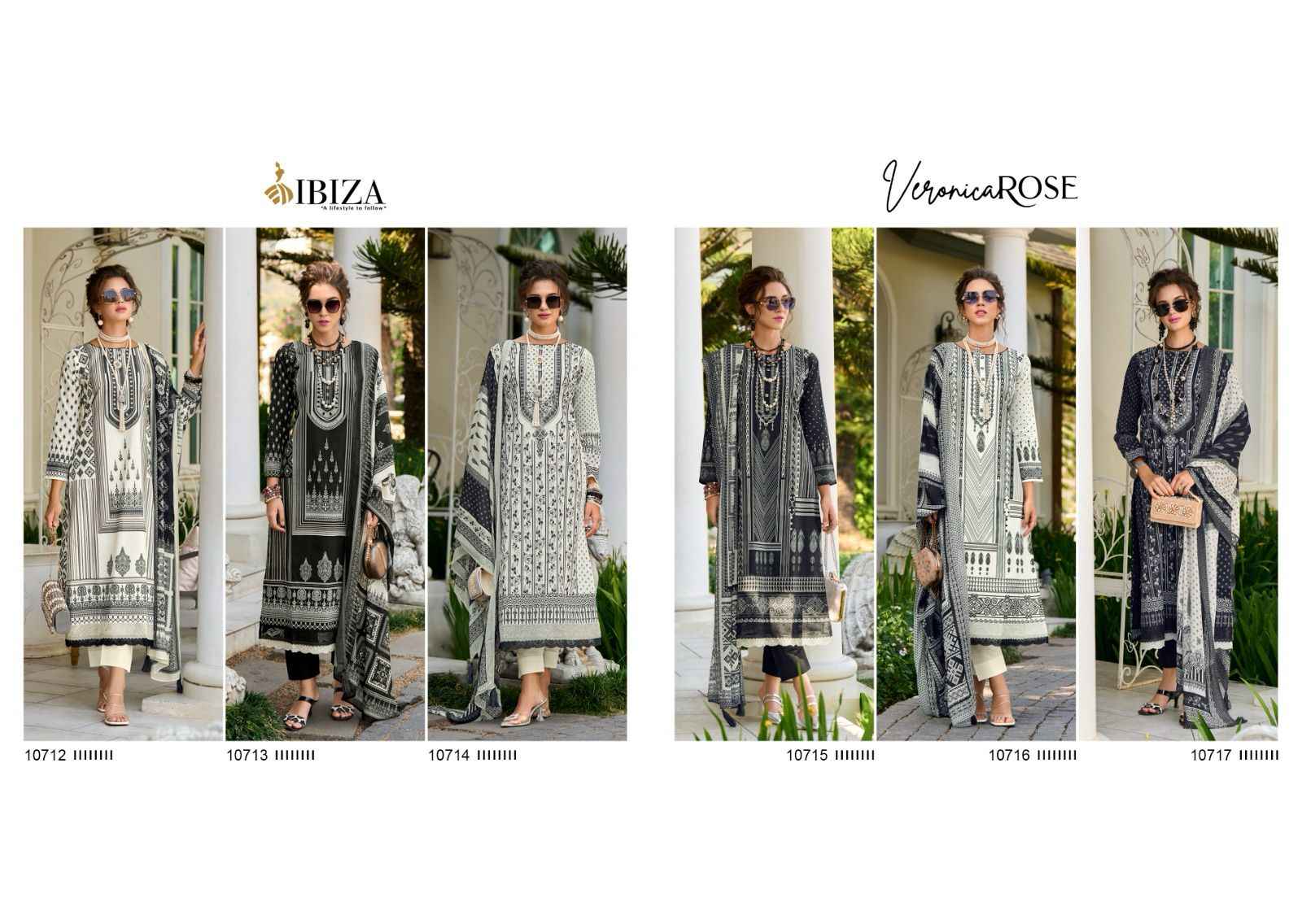 Ibiza Veronica Rose Pure Lawn Cotton Dress Material (6 Pc Catalog)