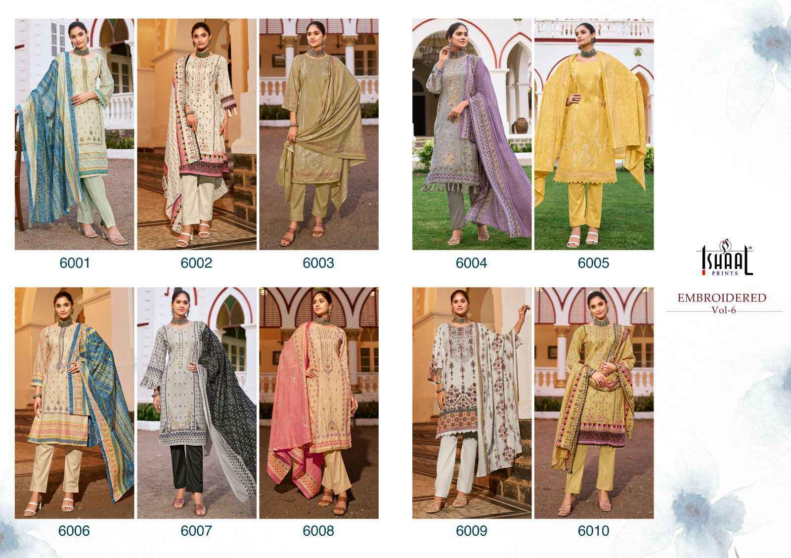Ishaal Embroidered Vol 6 Lawn Dress Material 10 pcs Catalogue