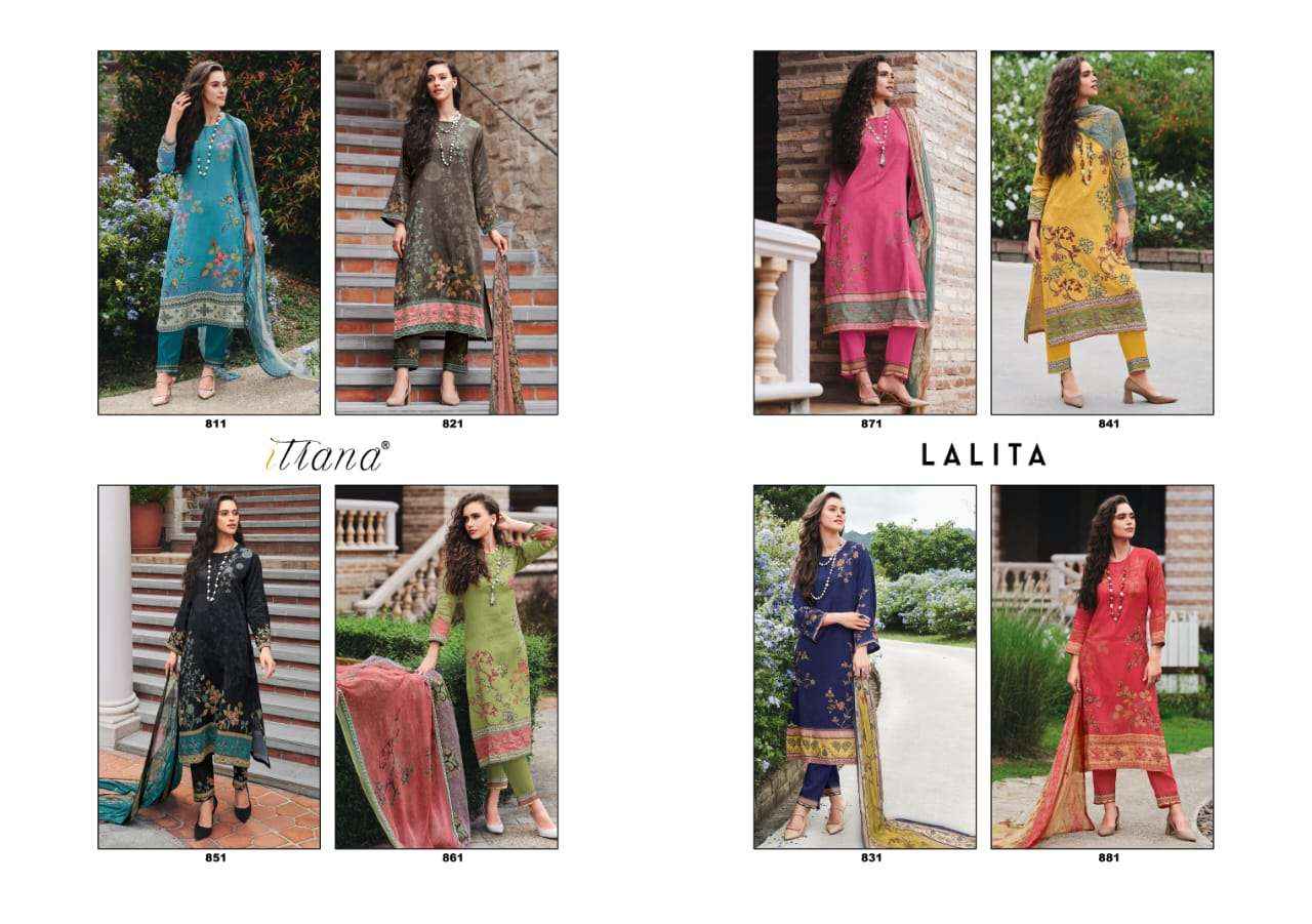 Itrana Lalita Cotton Satin Dress Material 8 pcs Catalogue