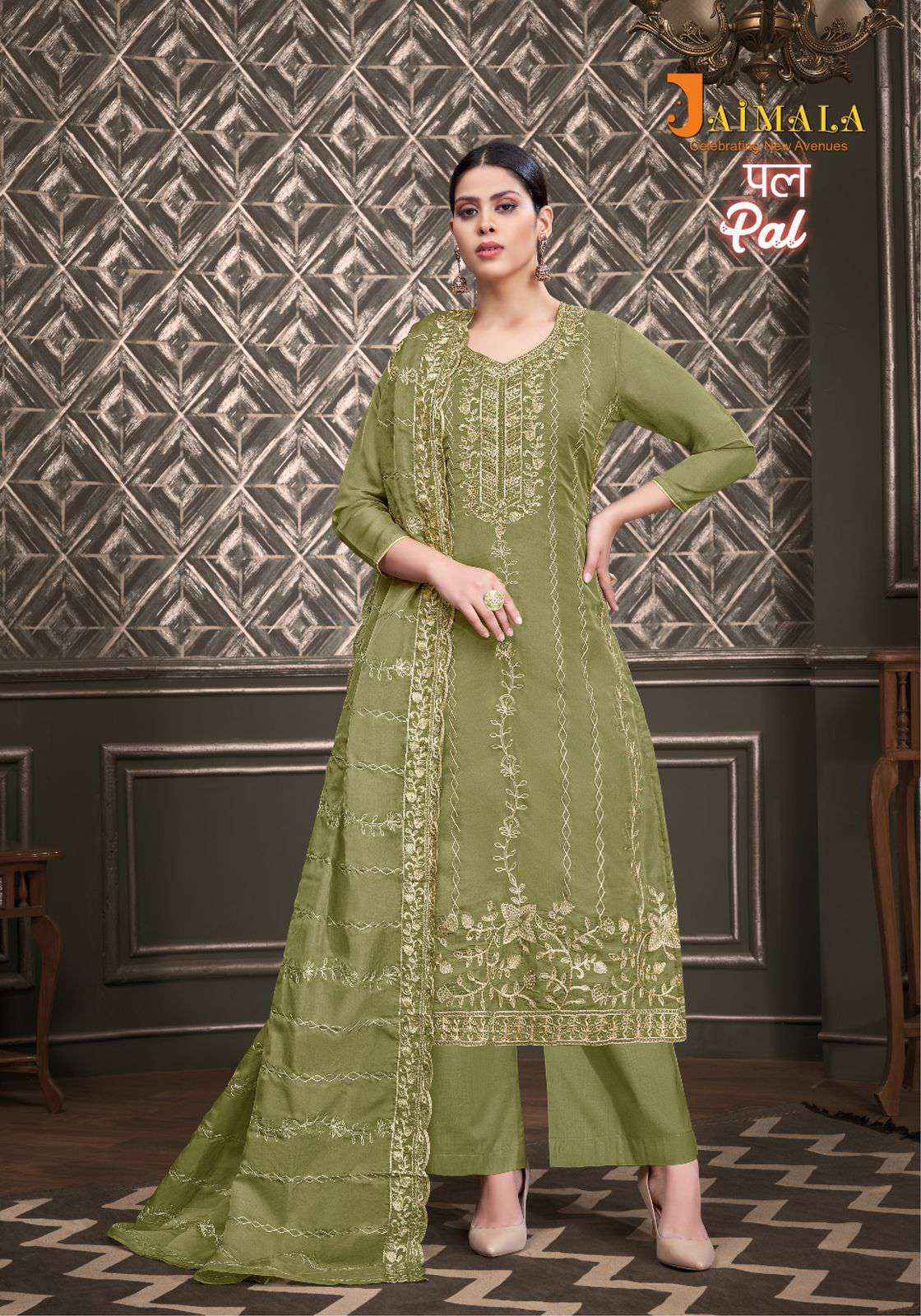 Jaimala Pal Pure Organza Dress Material (5 Pc Catalog)