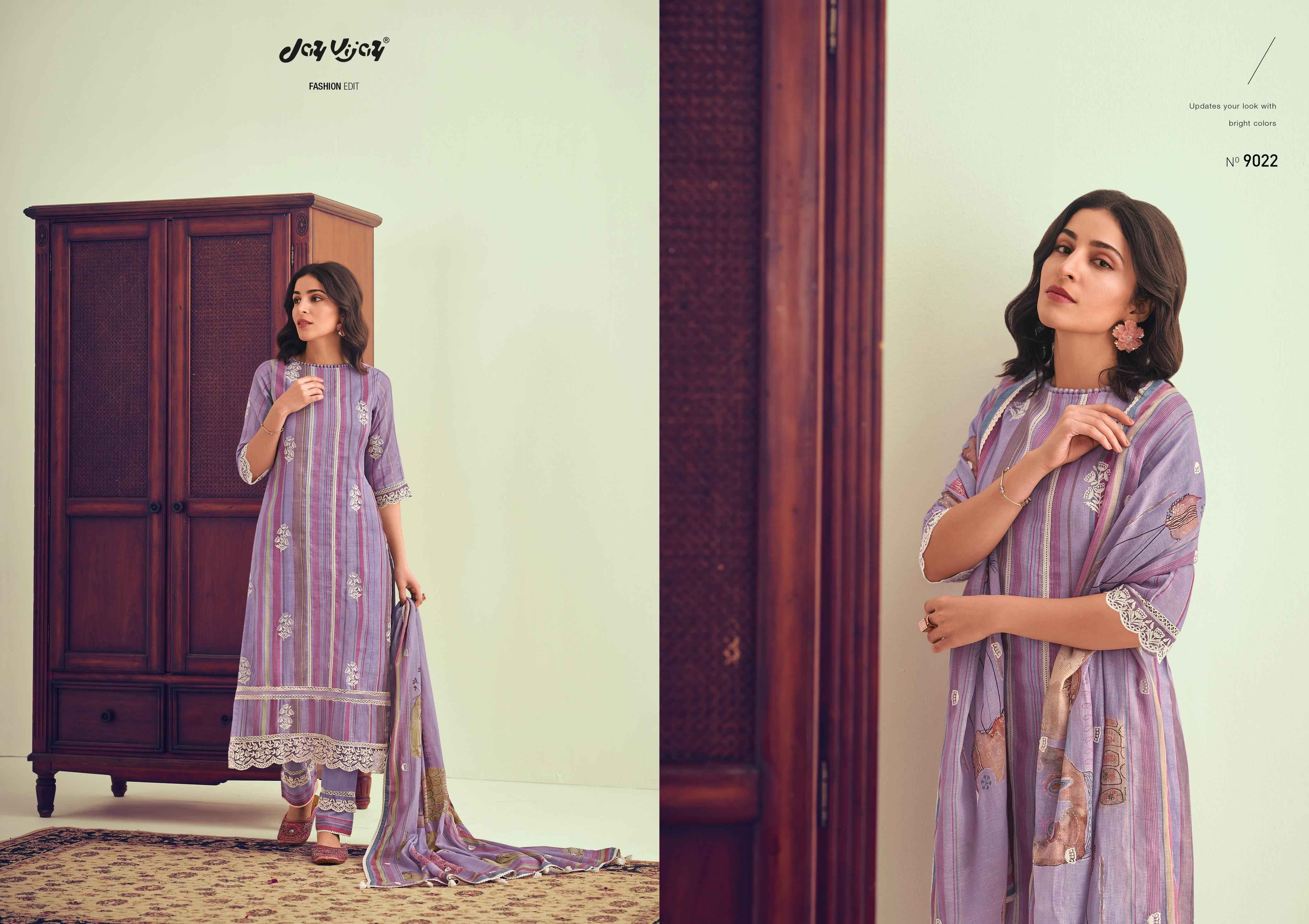 Jay Vijay Ladli Pure Linen Digital Print Dress Material (5 Pc Catalouge))